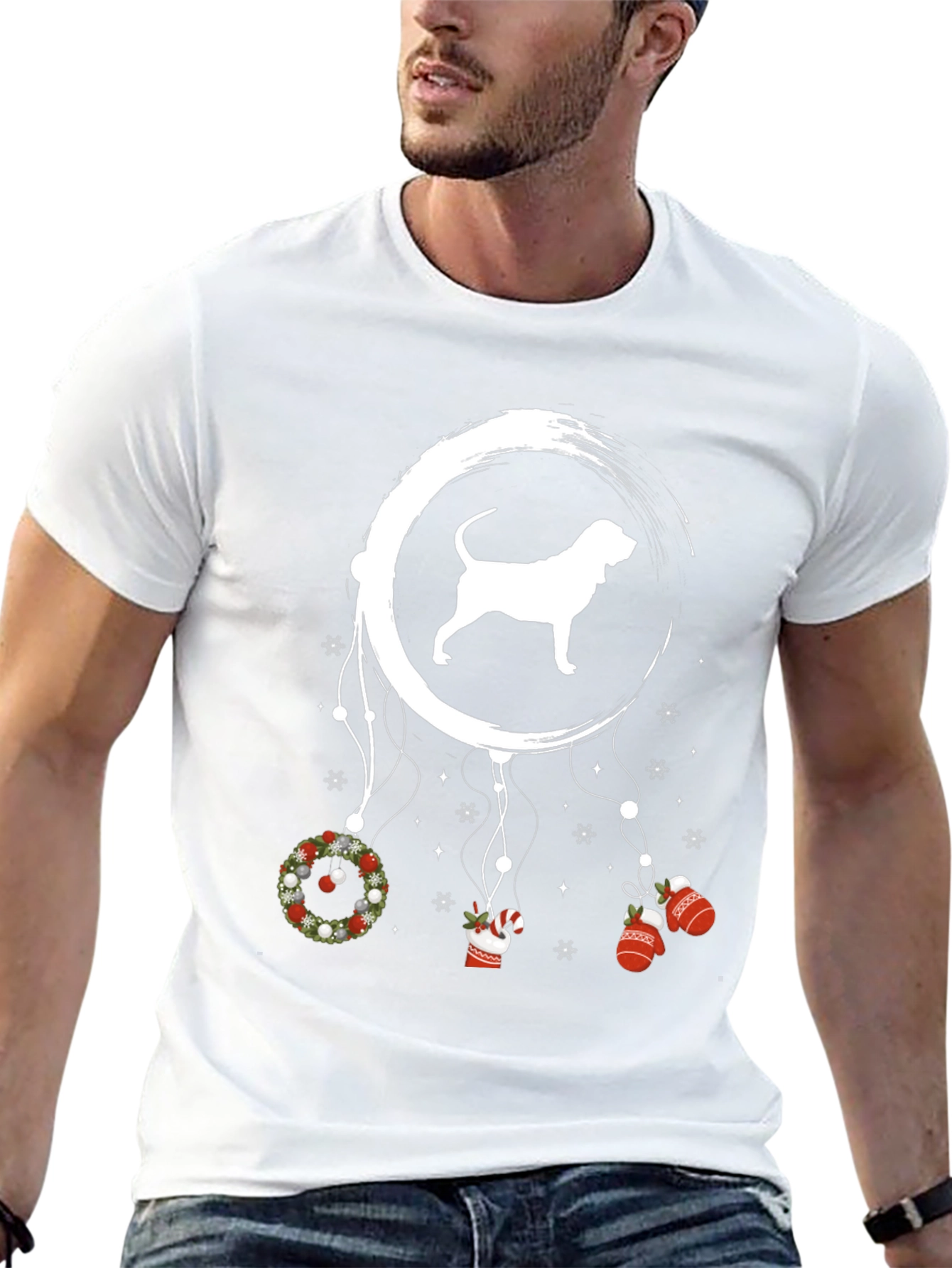 Festive Dog Dreamcatcher Black T-Shirt