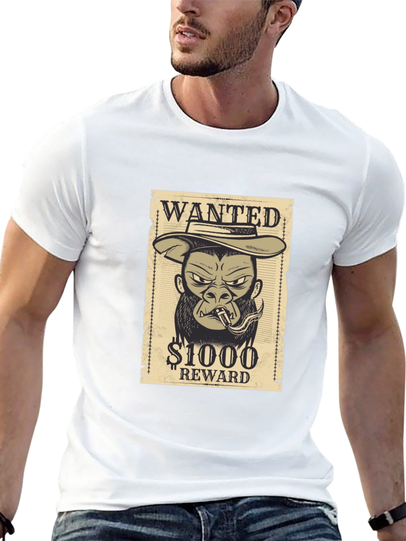 Wanted Gorilla T-Shirt - Novelty Graphic Tee