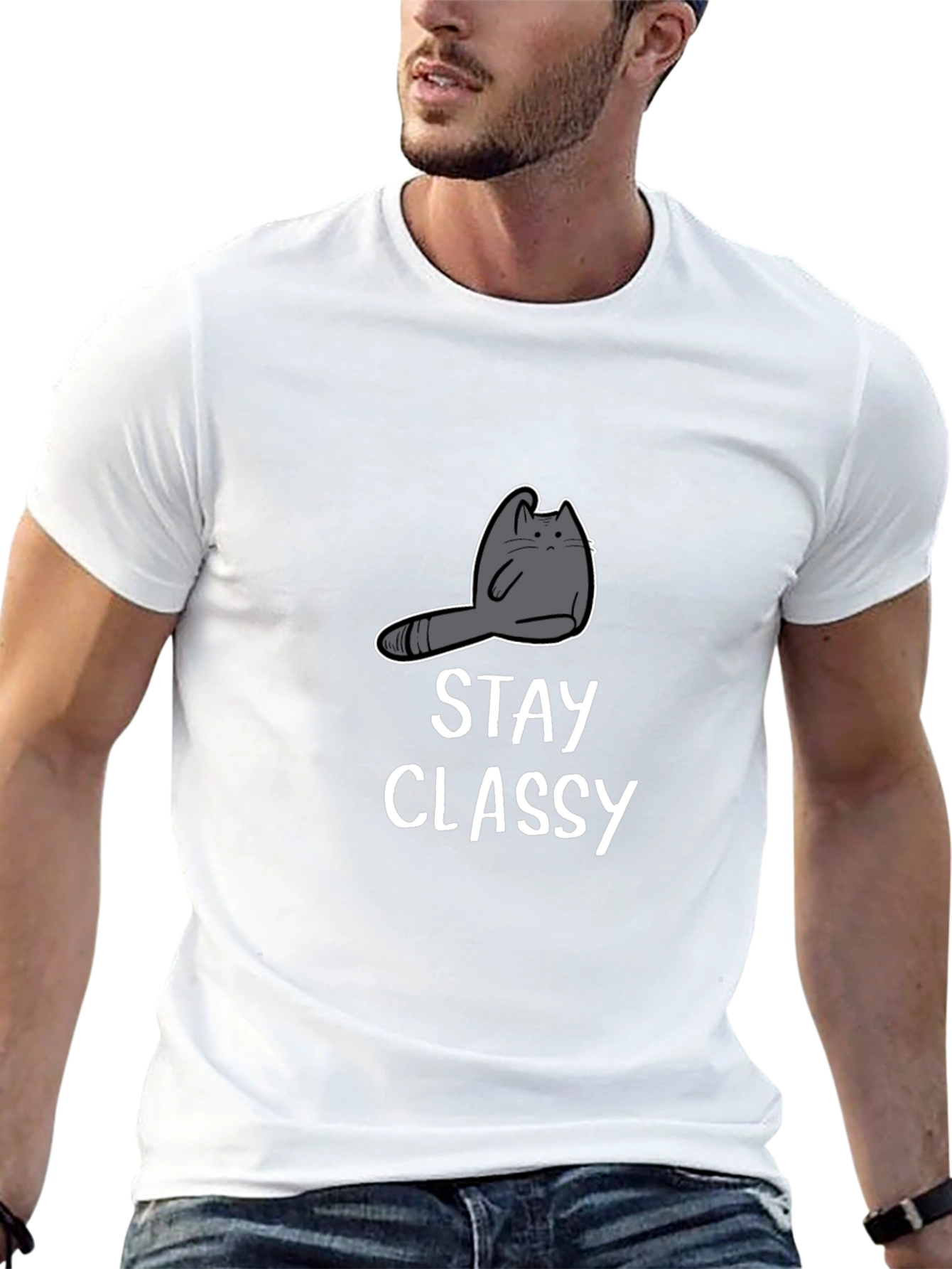 Stay Classy Cat Graphic Tee - Unisex Cotton T-Shirt