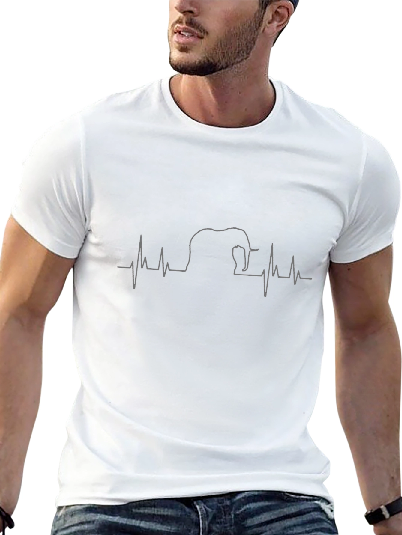 Elephant Heartbeat Tee - Black Graphic T-Shirt