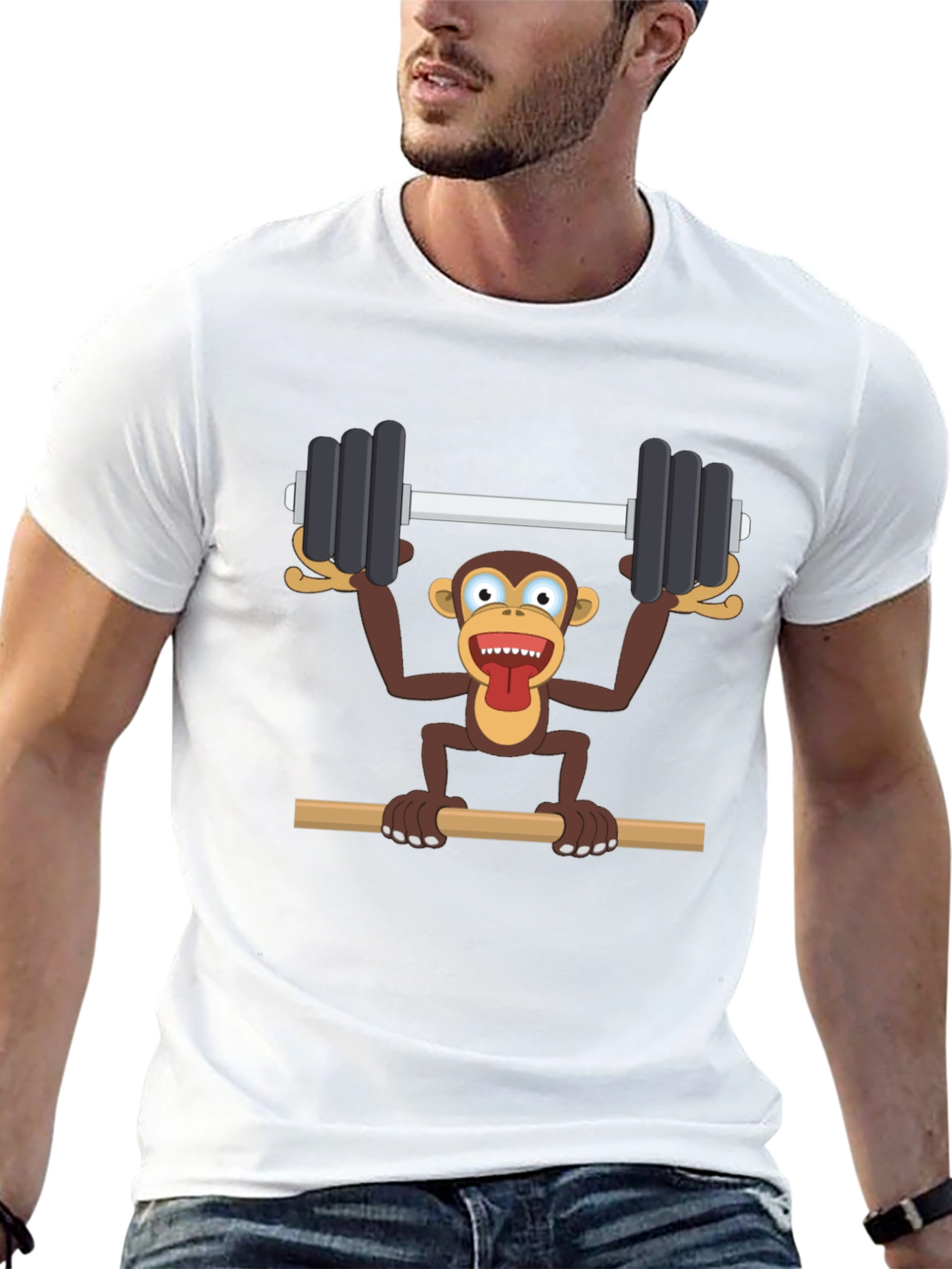 Monkey Barbell T-Shirt - Funny Workout Tee