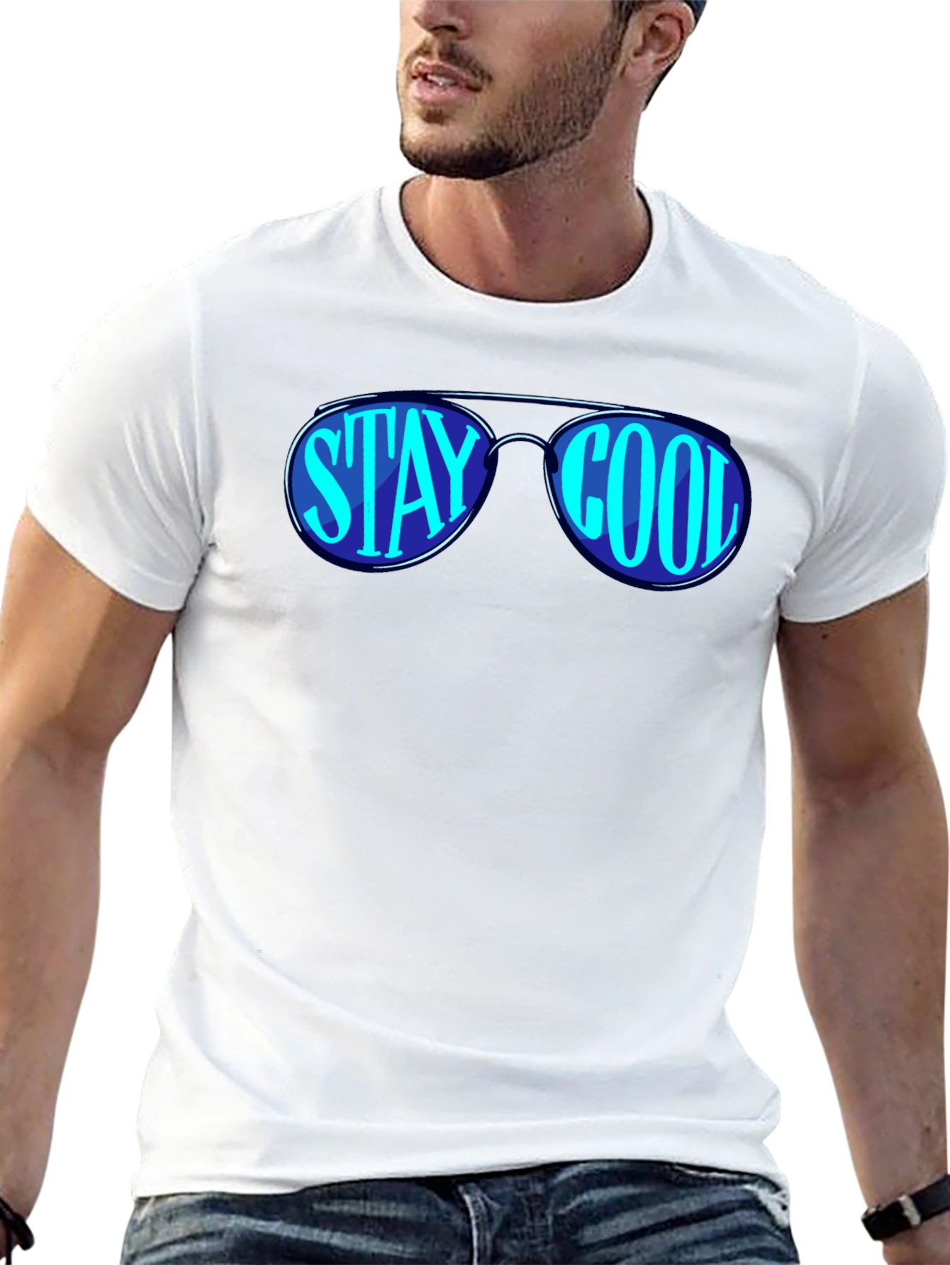Stay Cool Sunglasses Graphic Black T-Shirt