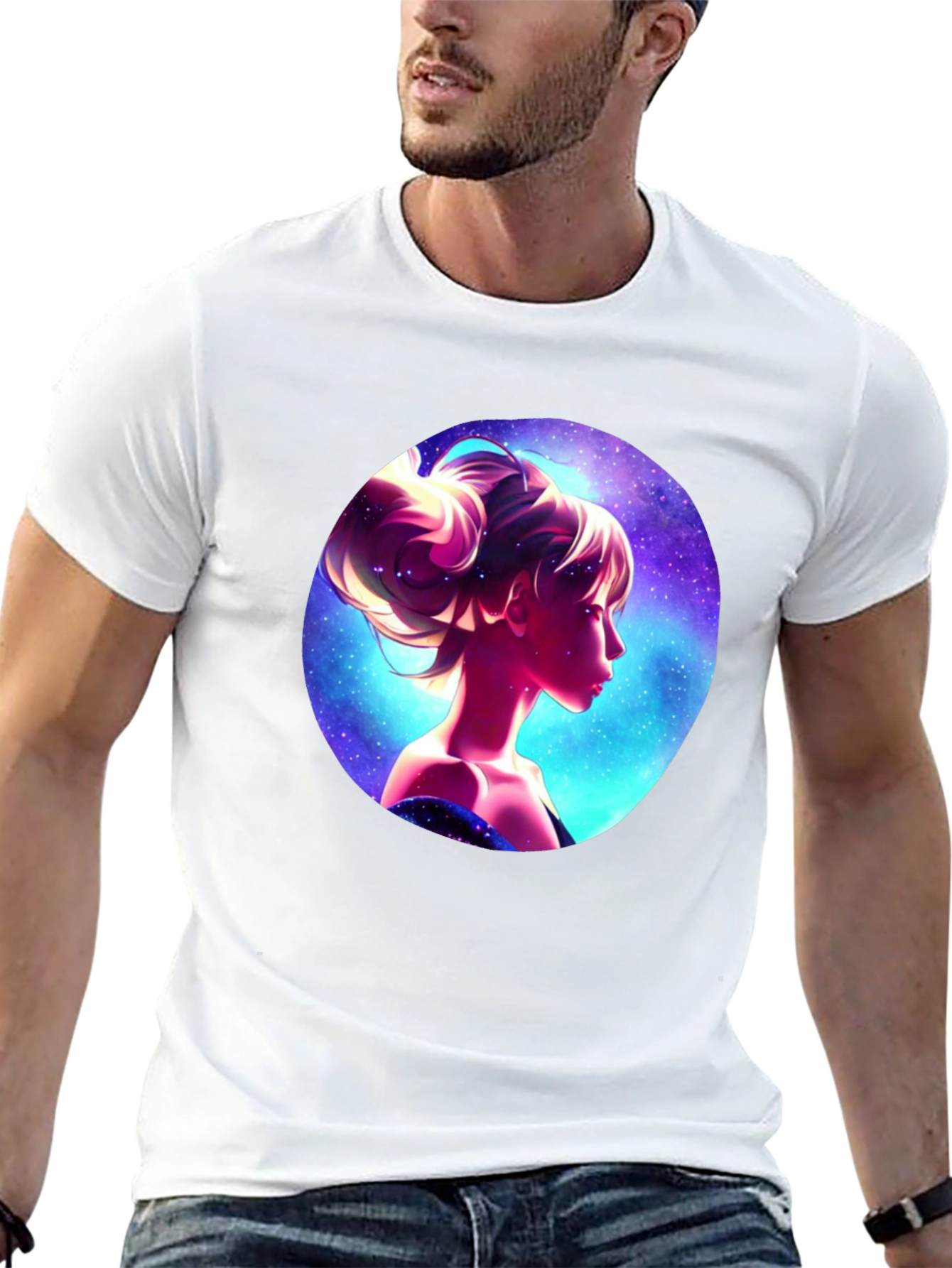 Cosmic Woman Graphic Tee - Stylish Black T-Shirt