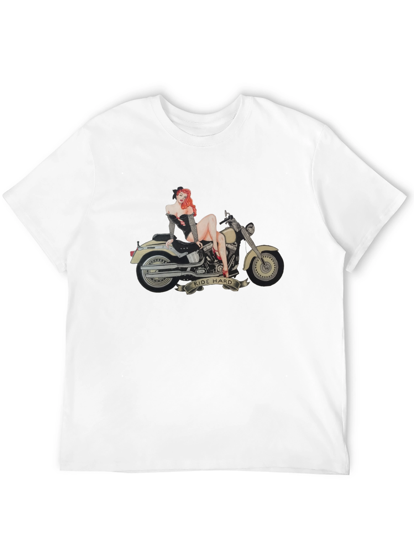 Ride Hard Motorcycle T-Shirt - Black Cotton Tee