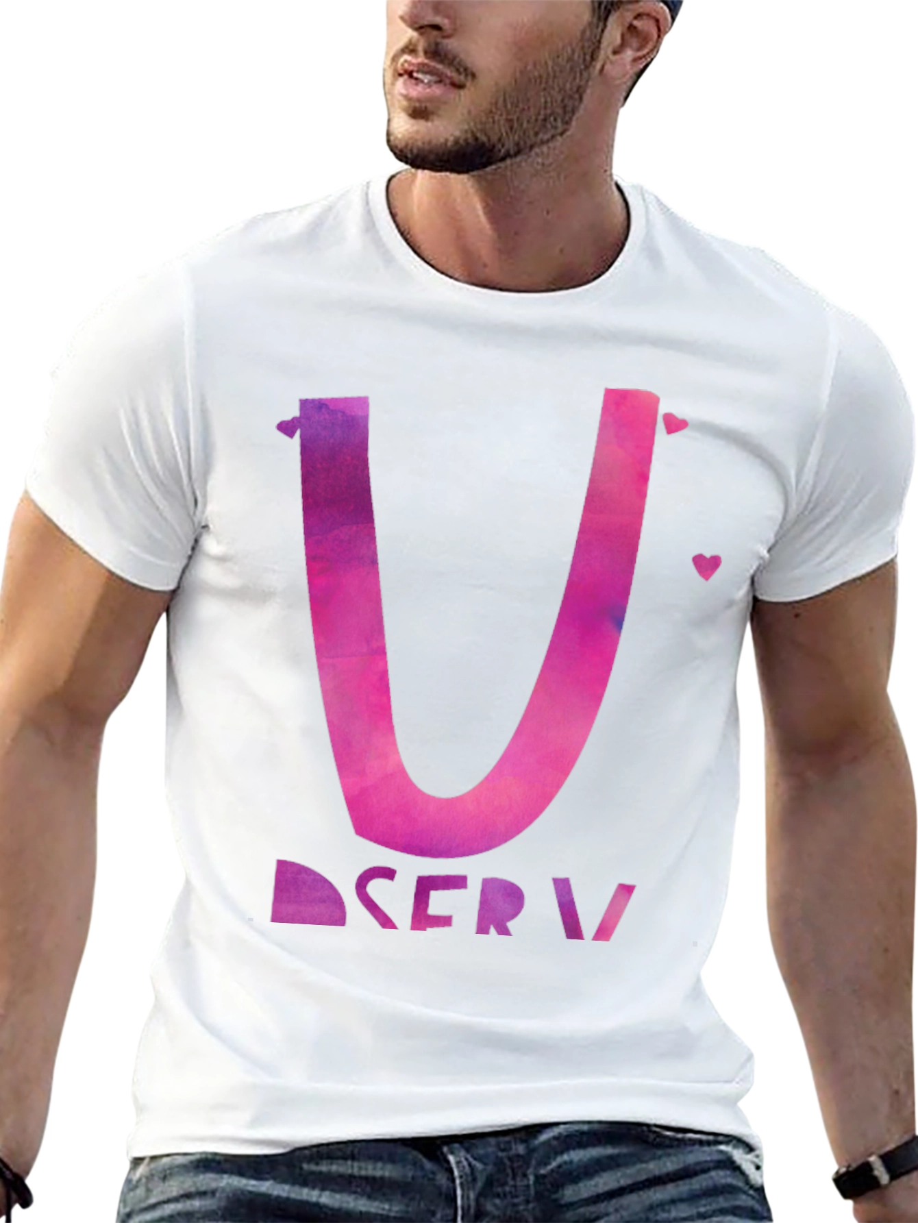 Love Letter Initial U Graphic Tee - Black