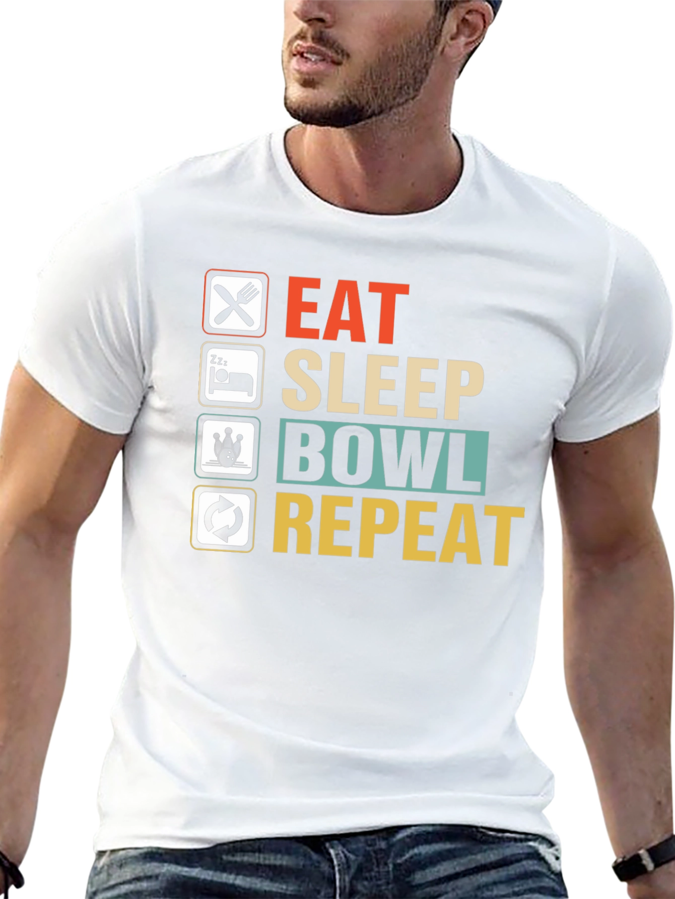 Eat Sleep Bowl Repeat T-Shirt | Bowling Tee