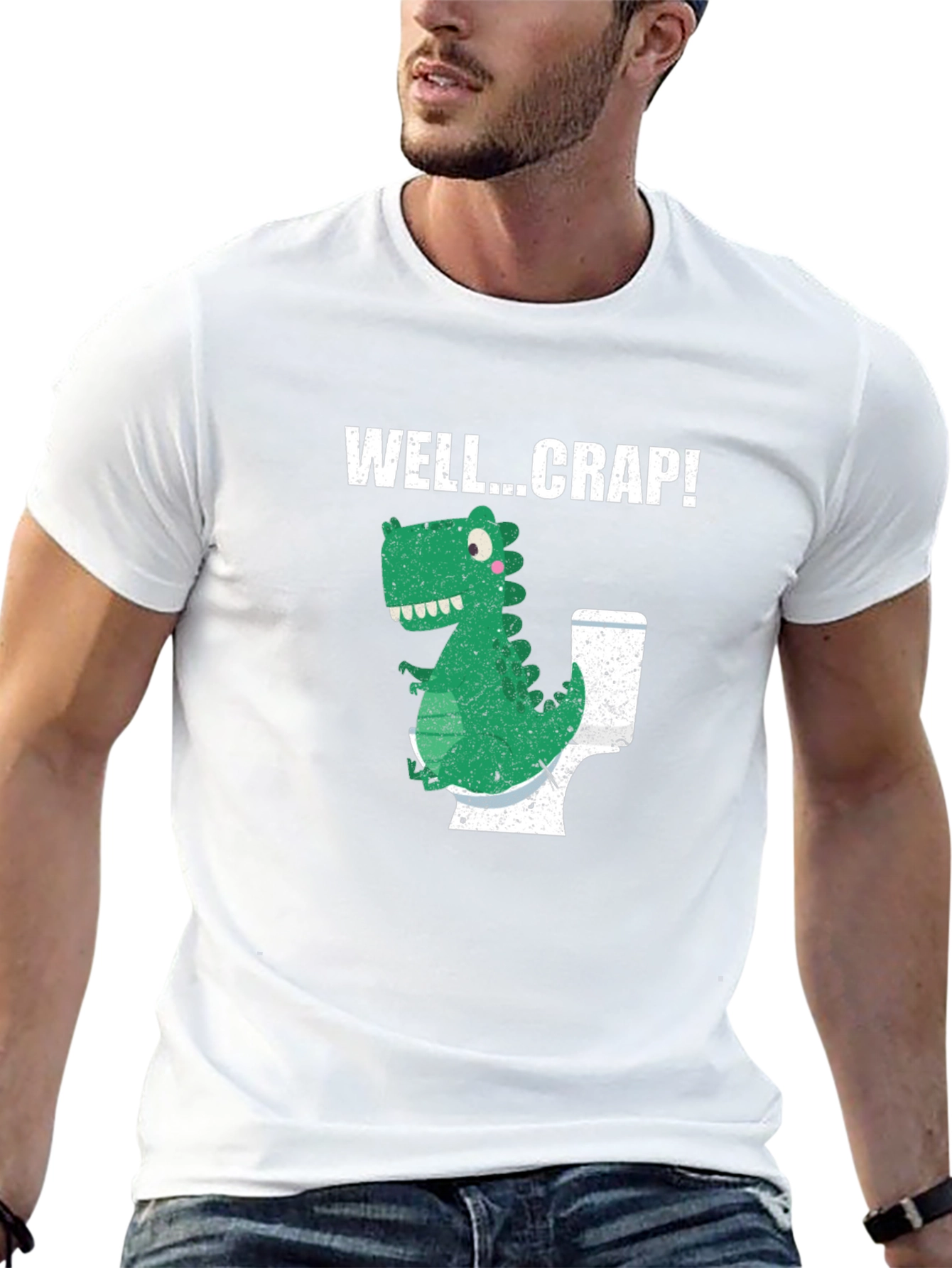 Funny Dinosaur Toilet Humor Graphic T-Shirt