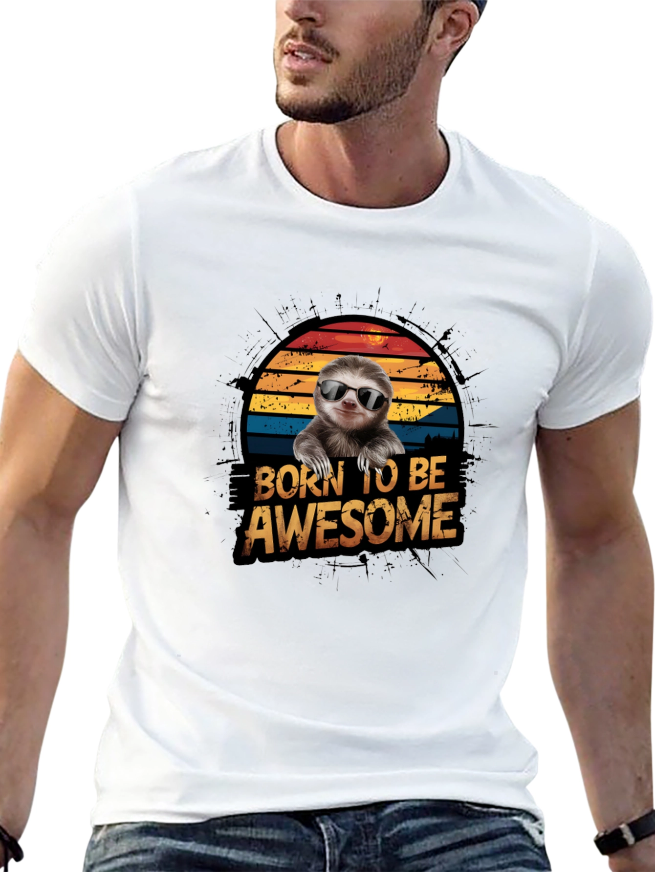 Born to Be Awesome Sloth Graphic T-Shirt