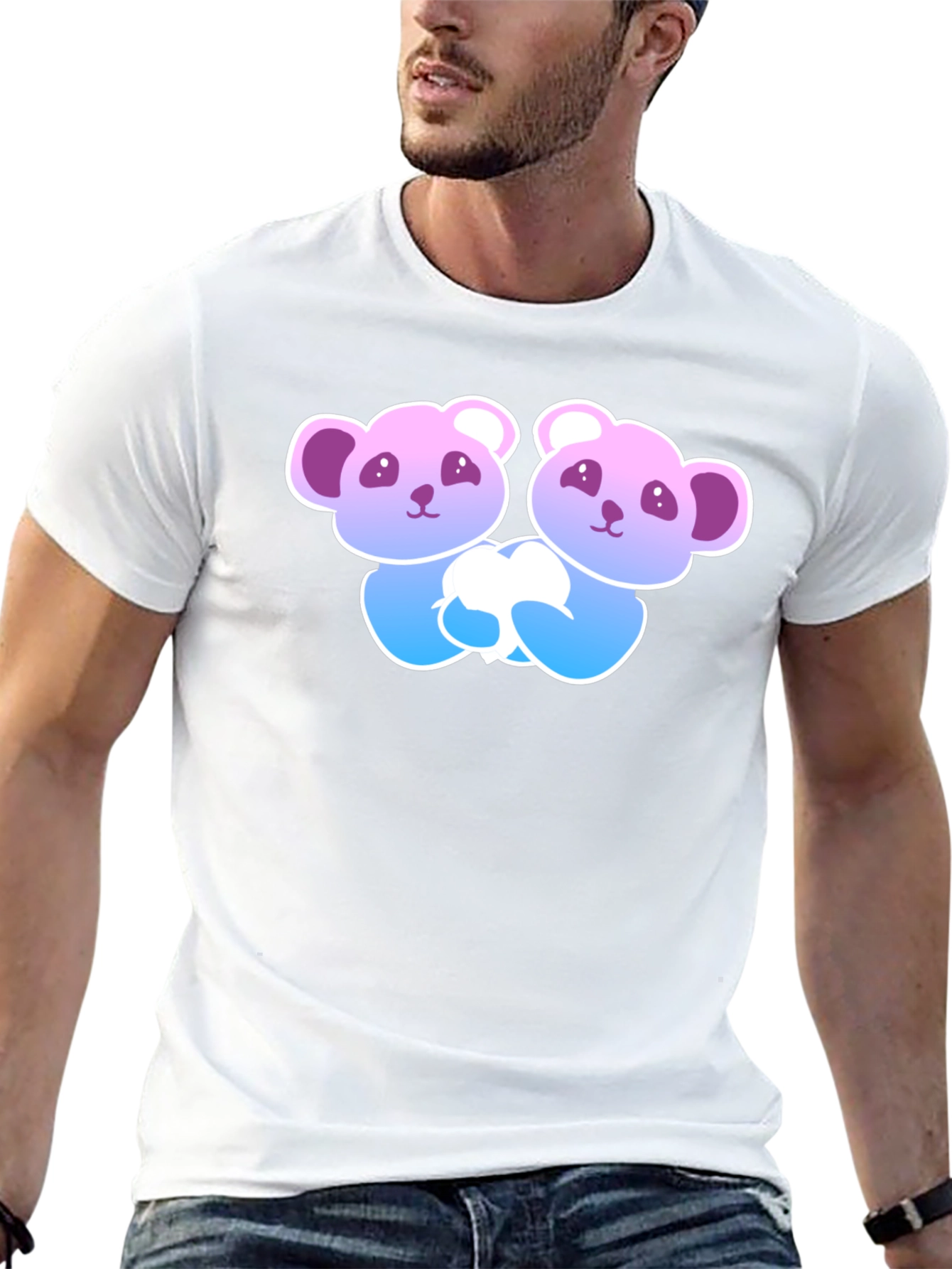 Cute Panda Bear Hug Black T-Shirt