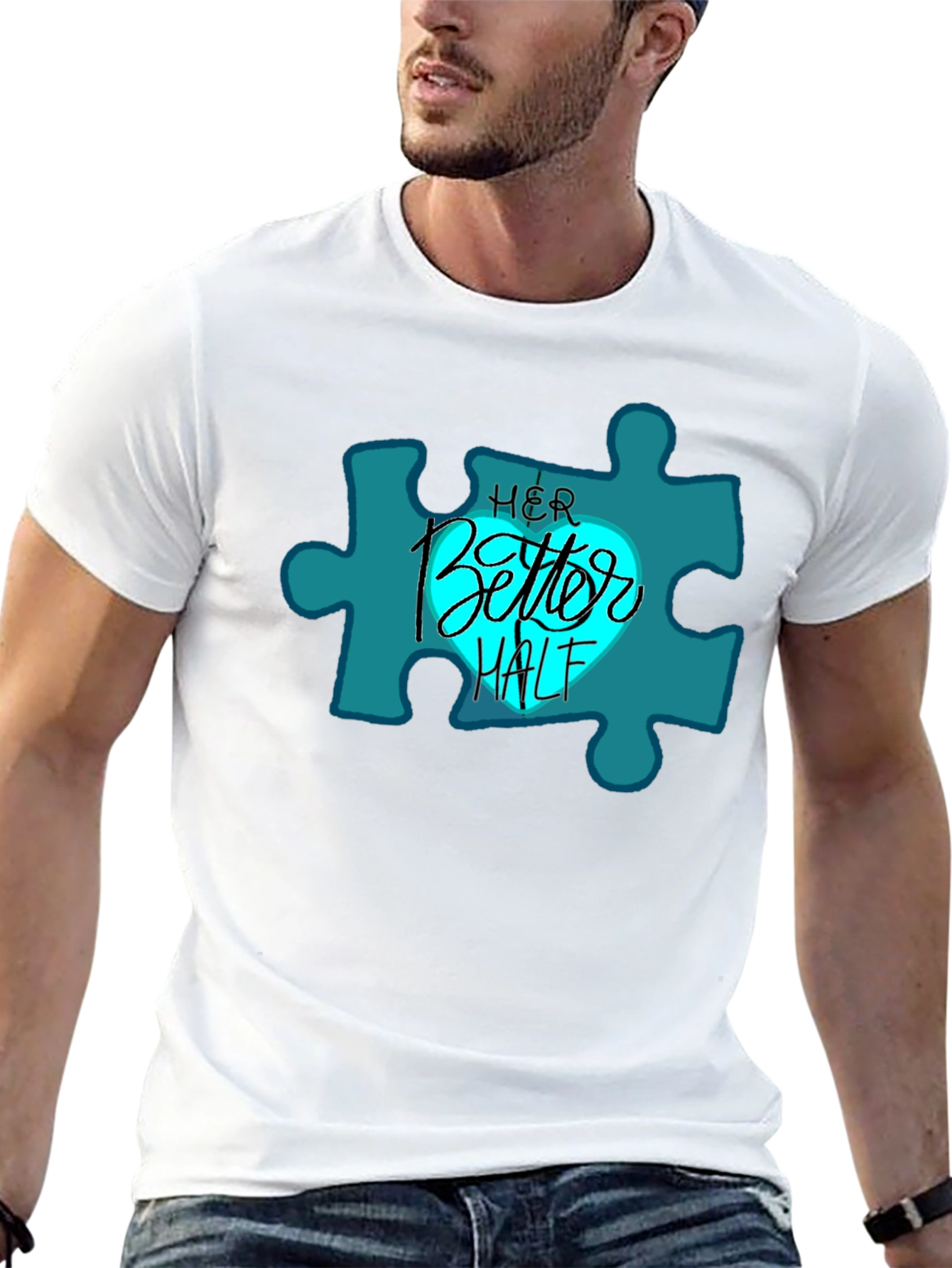 Her Better Half Matching Couples Black T-Shirt