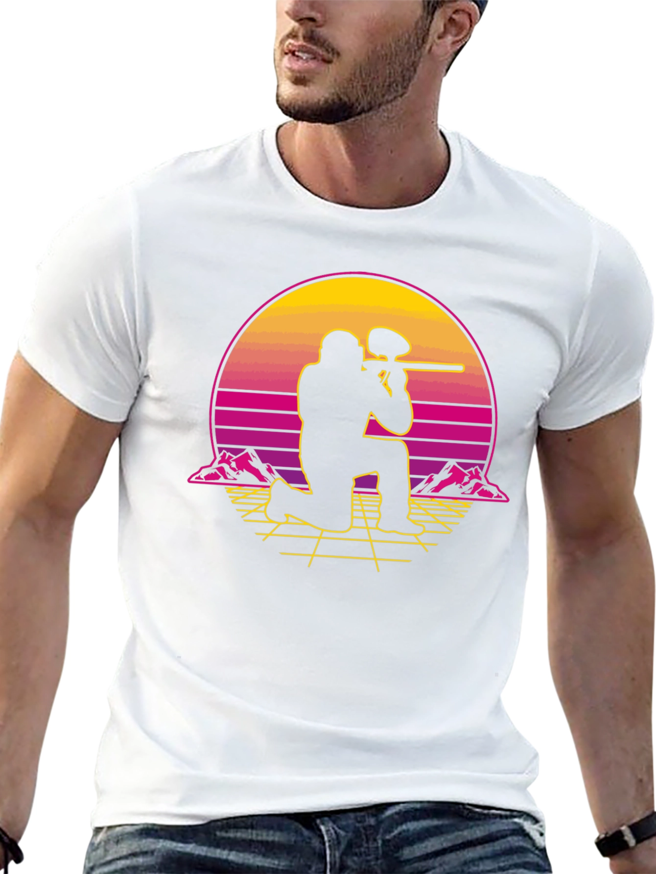 Paintball Sunset Graphic Tee - Retro Gamer Style