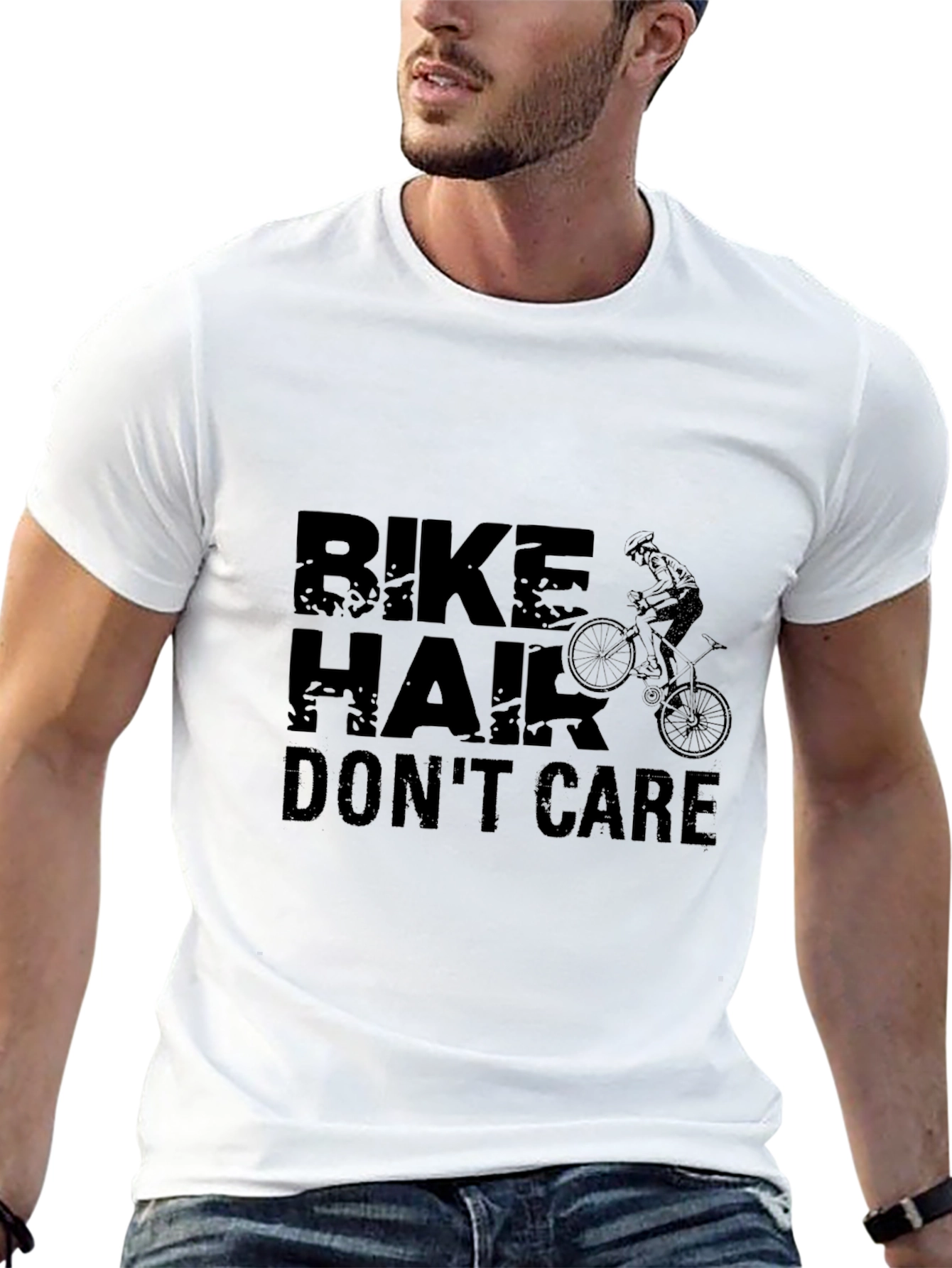 Bike Hair Dont Care T-Shirt - Black Cotton Blend