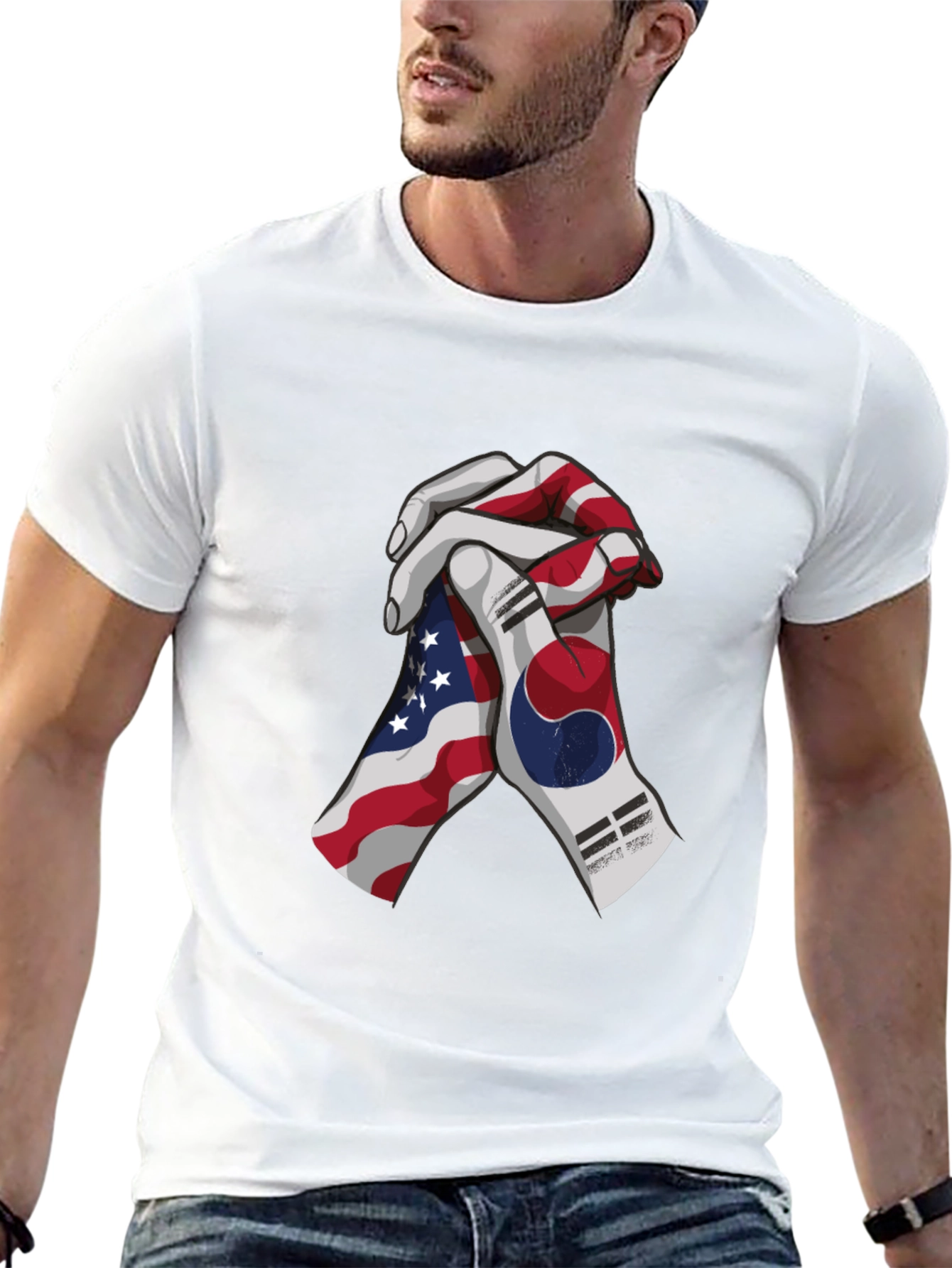 USA & Korean Flag Handshake Graphic Tee
