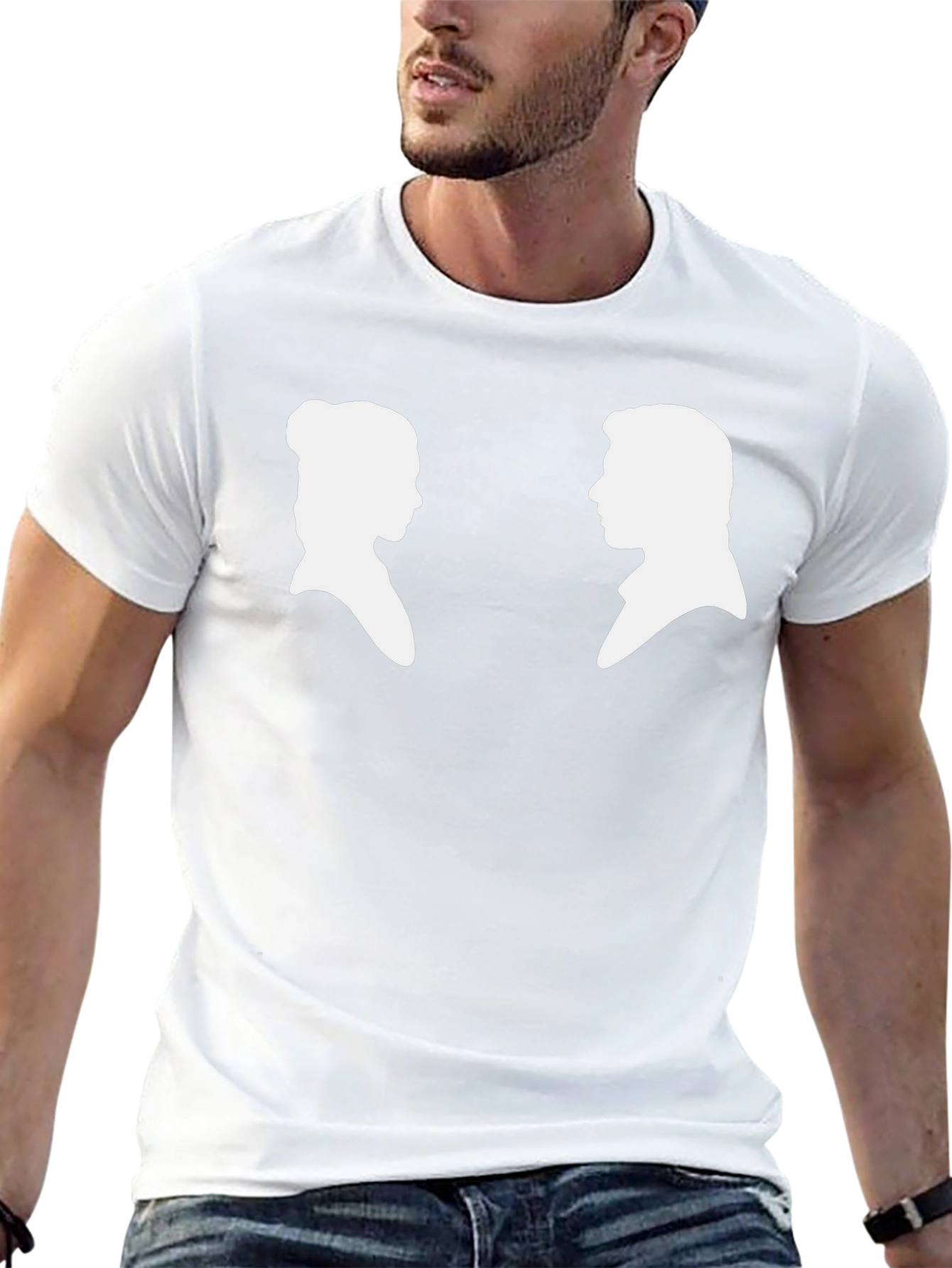 Silhouette Couple Graphic Tee - Black