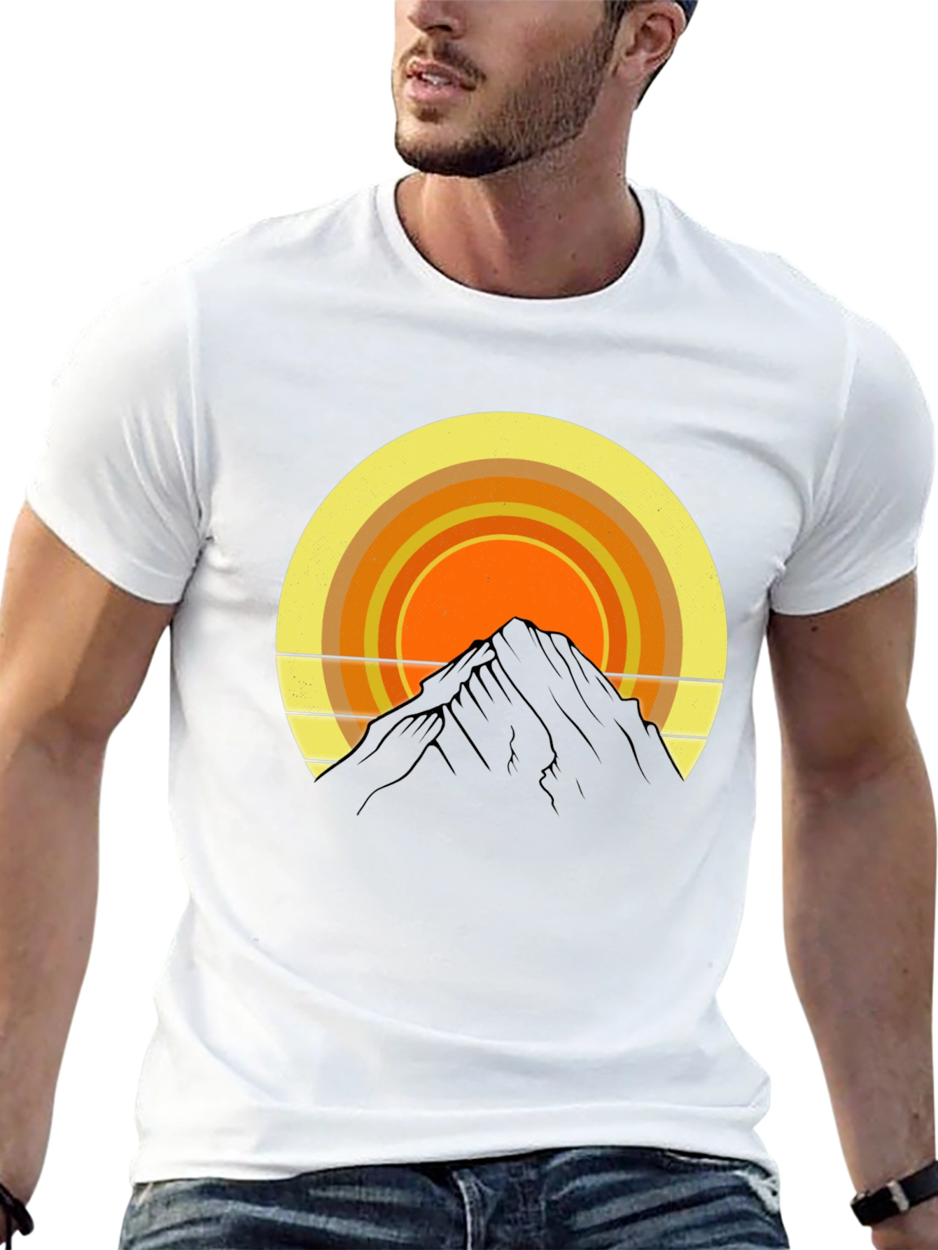 Mountain Sunset Graphic Tee - Retro Style