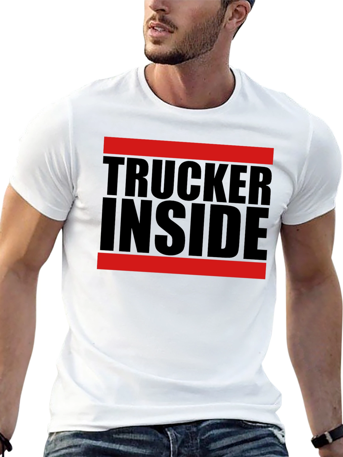Trucker Inside Graphic Tee - Black