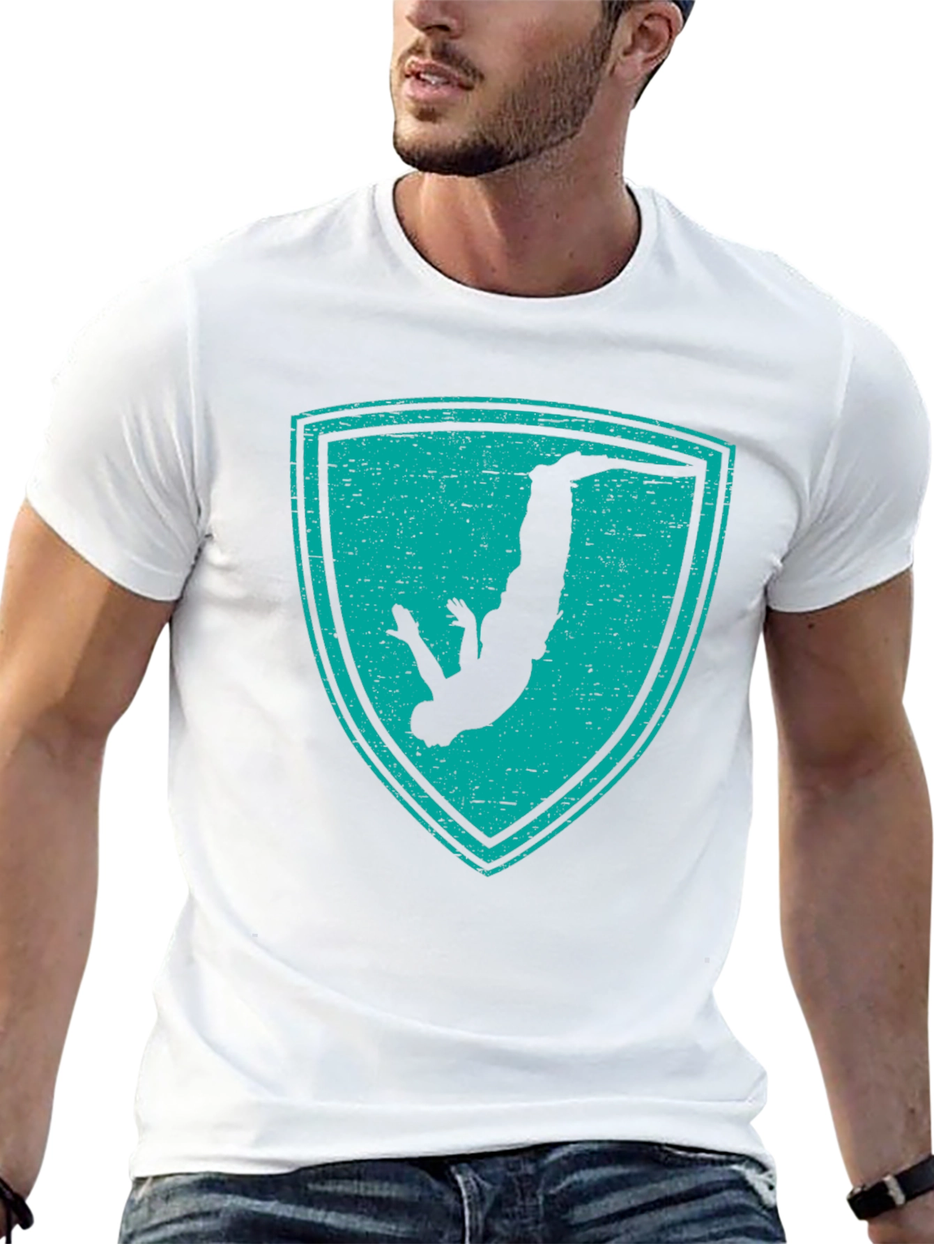 Parkour Silhouette Shield Graphic T-Shirt - Black