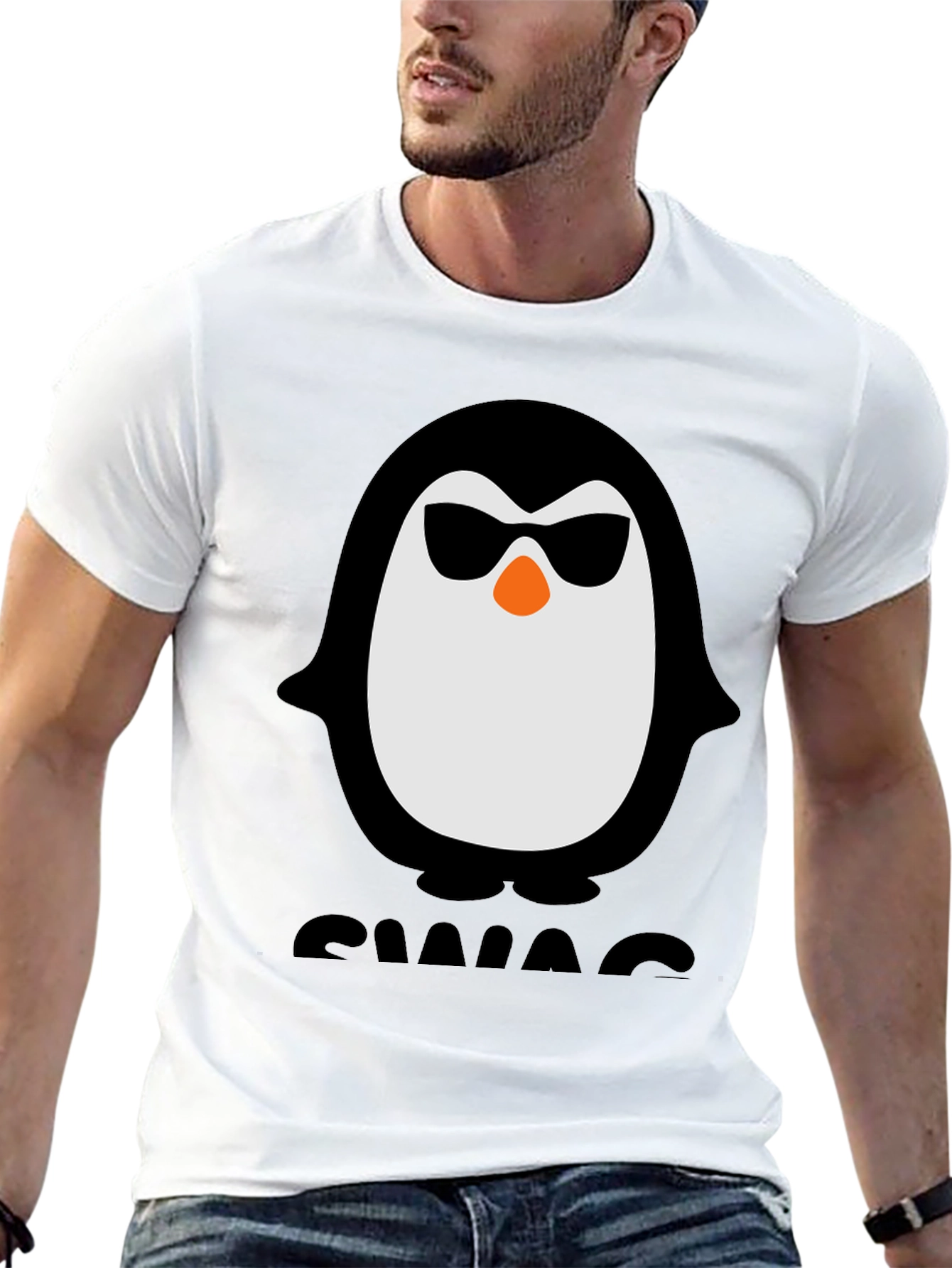 Cool Penguin Swag Tee - Black Graphic T-Shirt