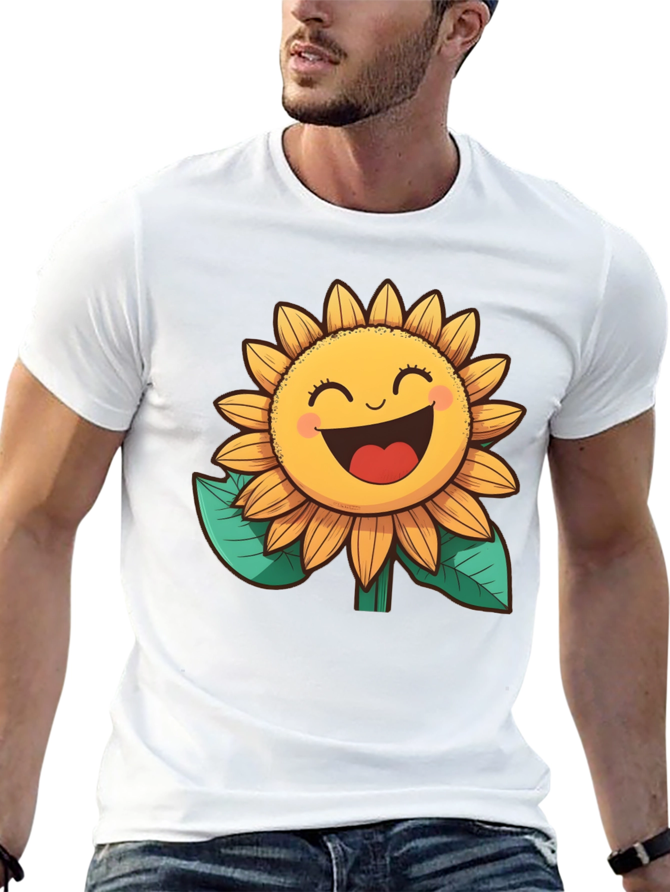 Happy Sunflower Graphic Tee - Black