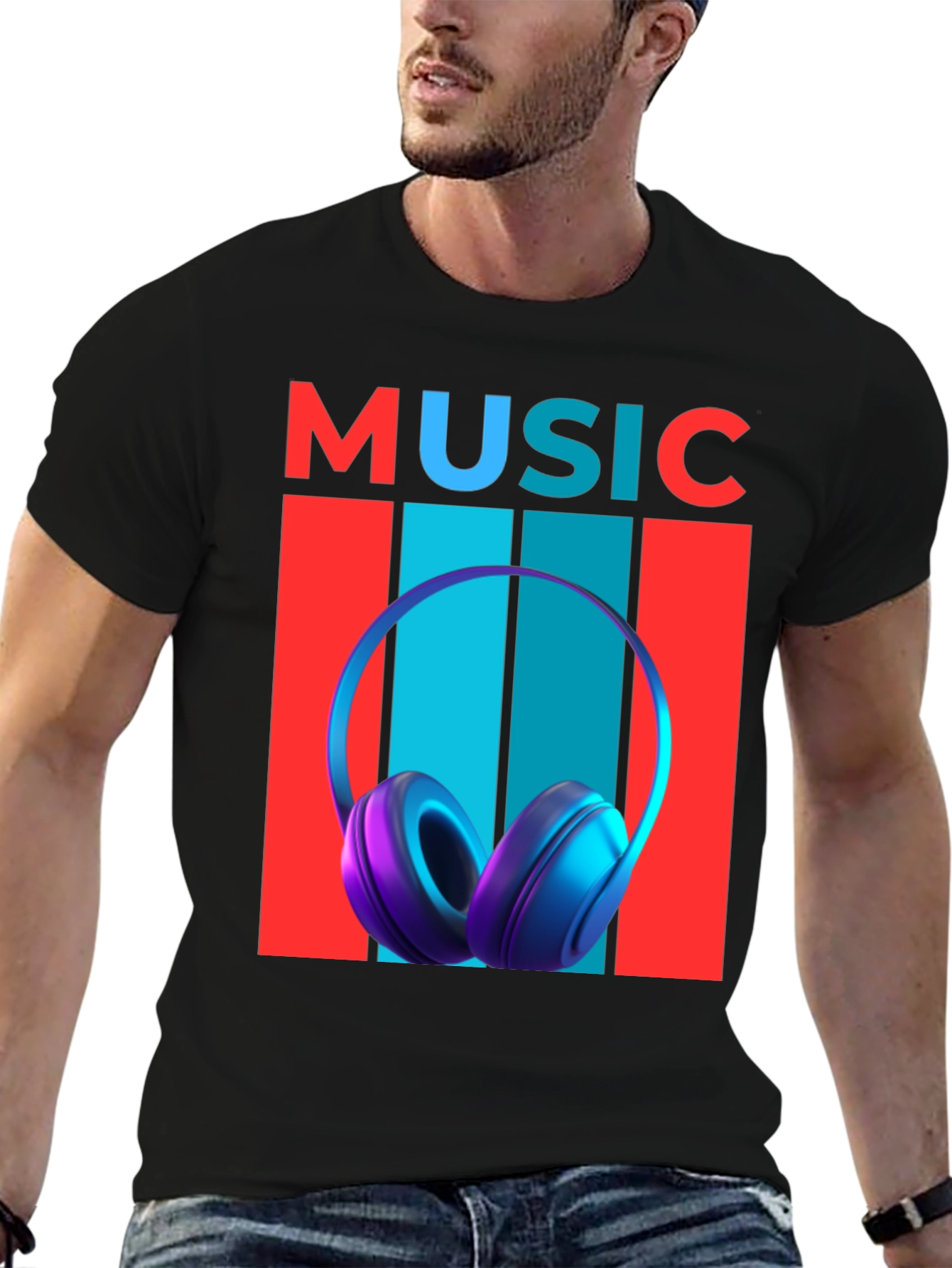 Music Headphones Graphic T-Shirt - Modern Design