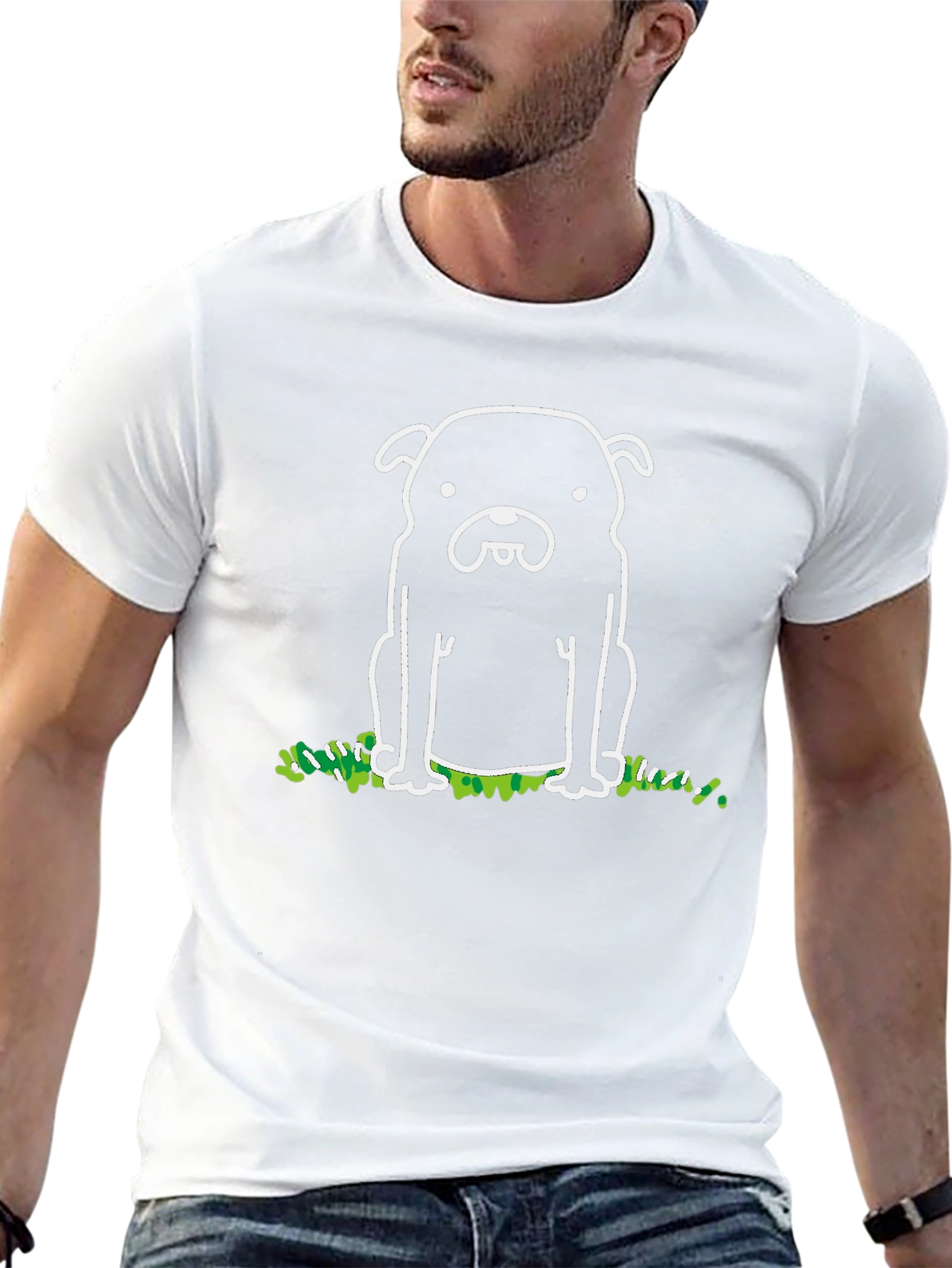 Cute Dog Graphic Print Black T-Shirt