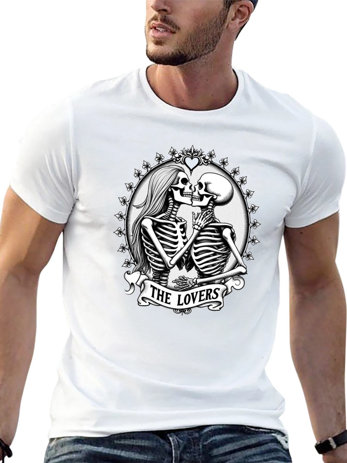 The Lovers Skeleton Graphic T-Shirt - Gothic Romance Tee