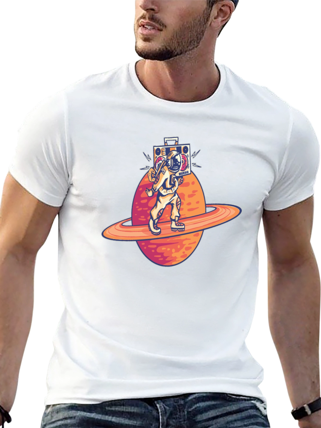 Astronaut Boombox T-Shirt - Space Traveler Design