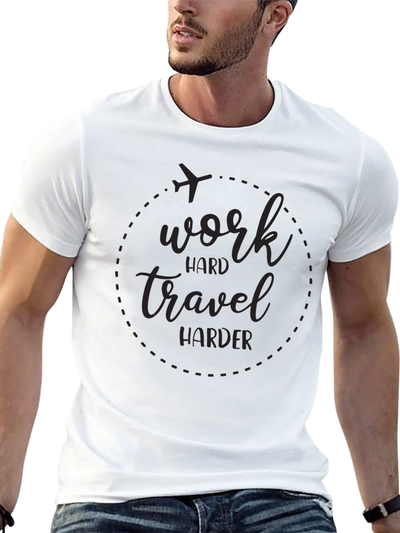 Work Hard Travel Harder Black Graphic Tee
