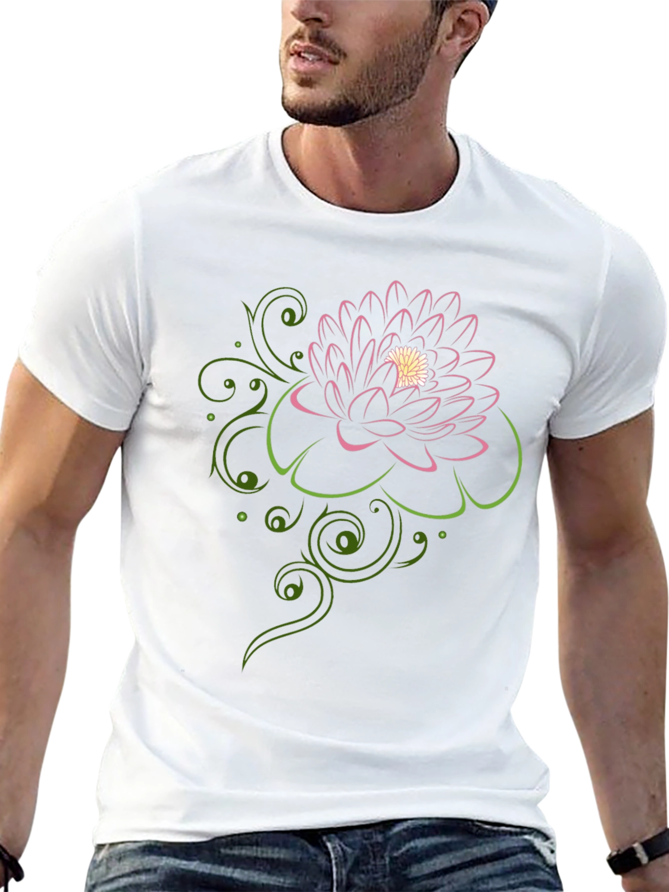 Floral Design Black T-Shirt
