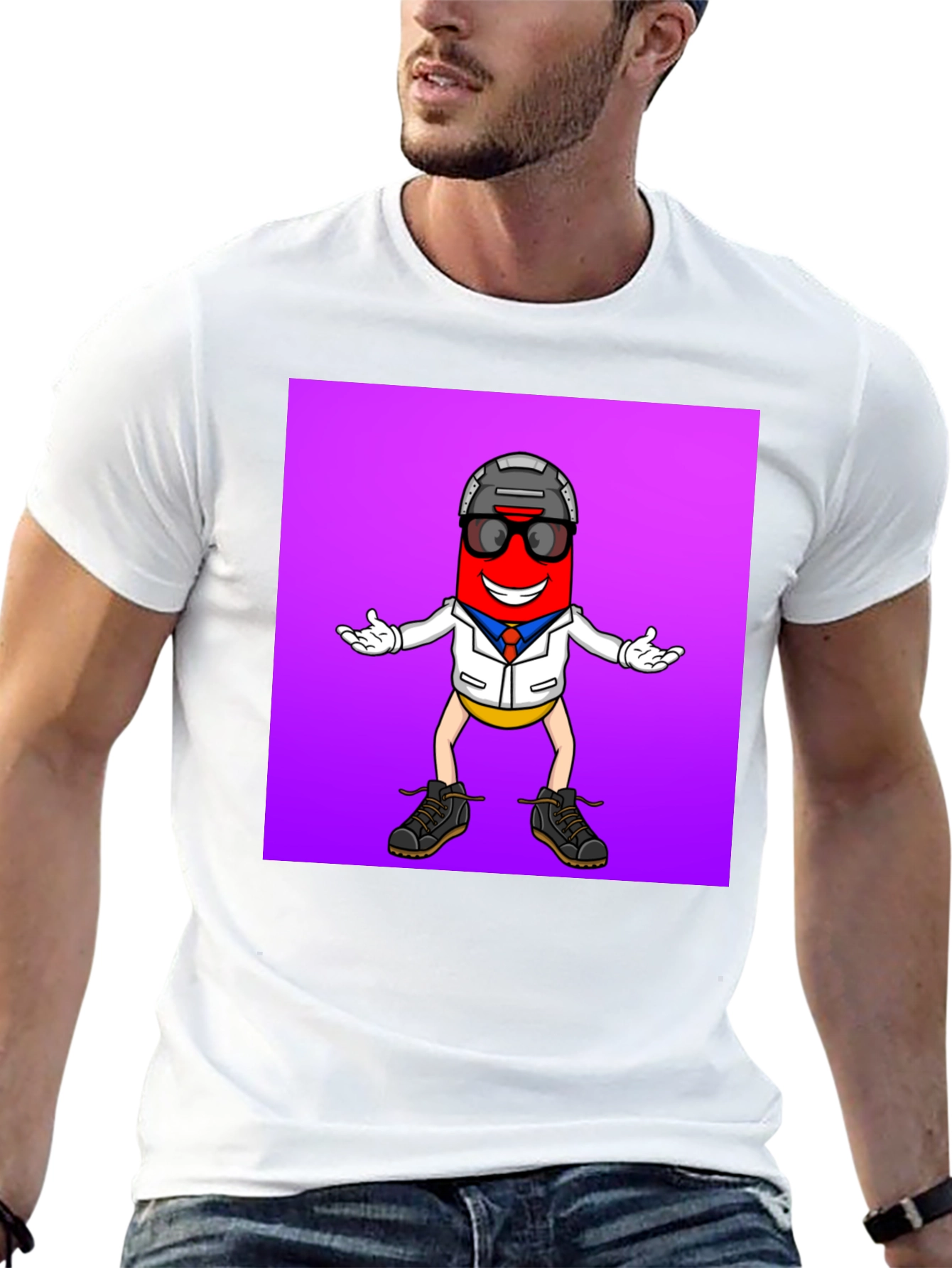 Fun Pill Character Graphic Tee - Cool and Unique!