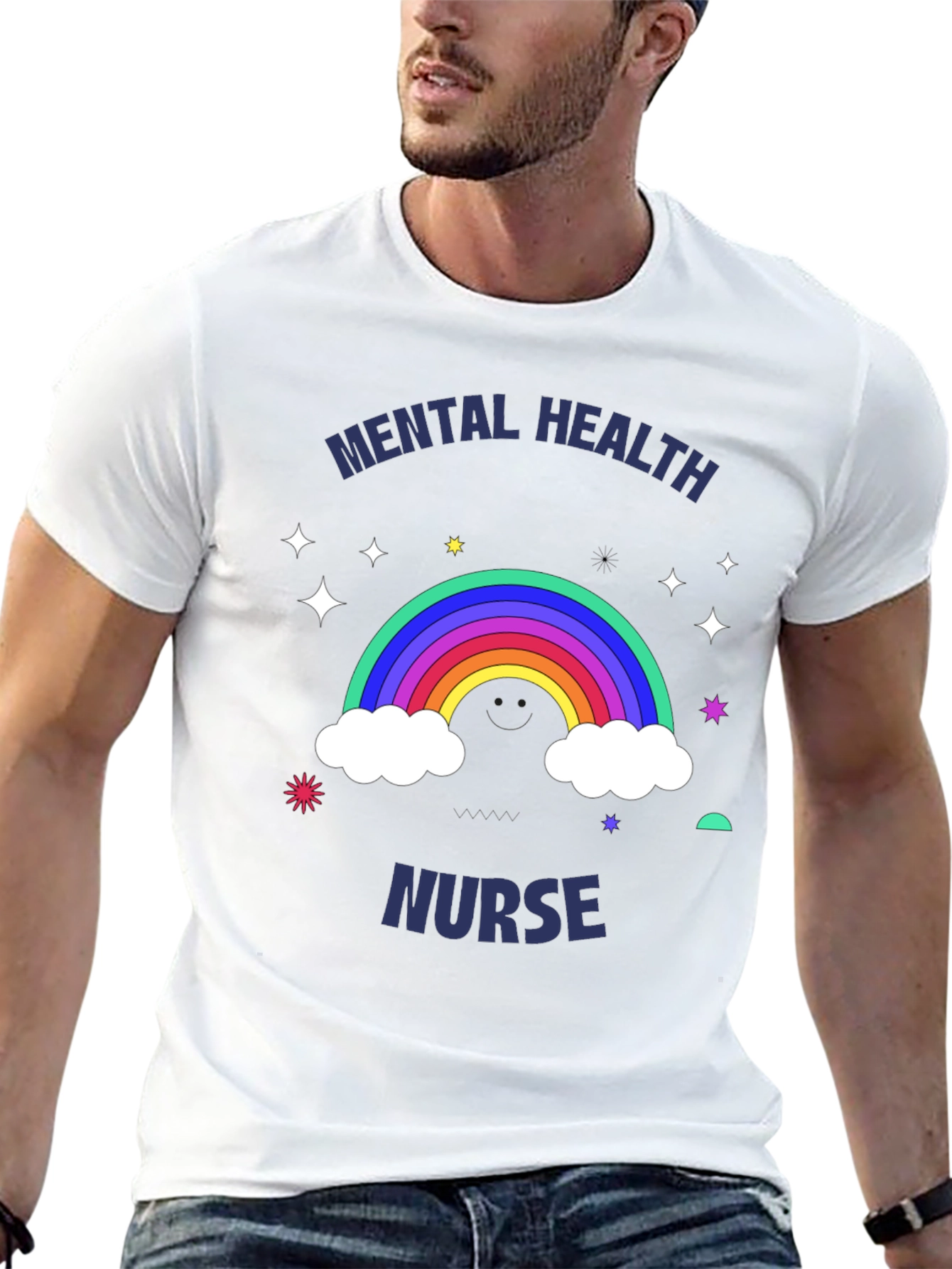 Mental Health Nurse Rainbow Graphic T-Shirt
