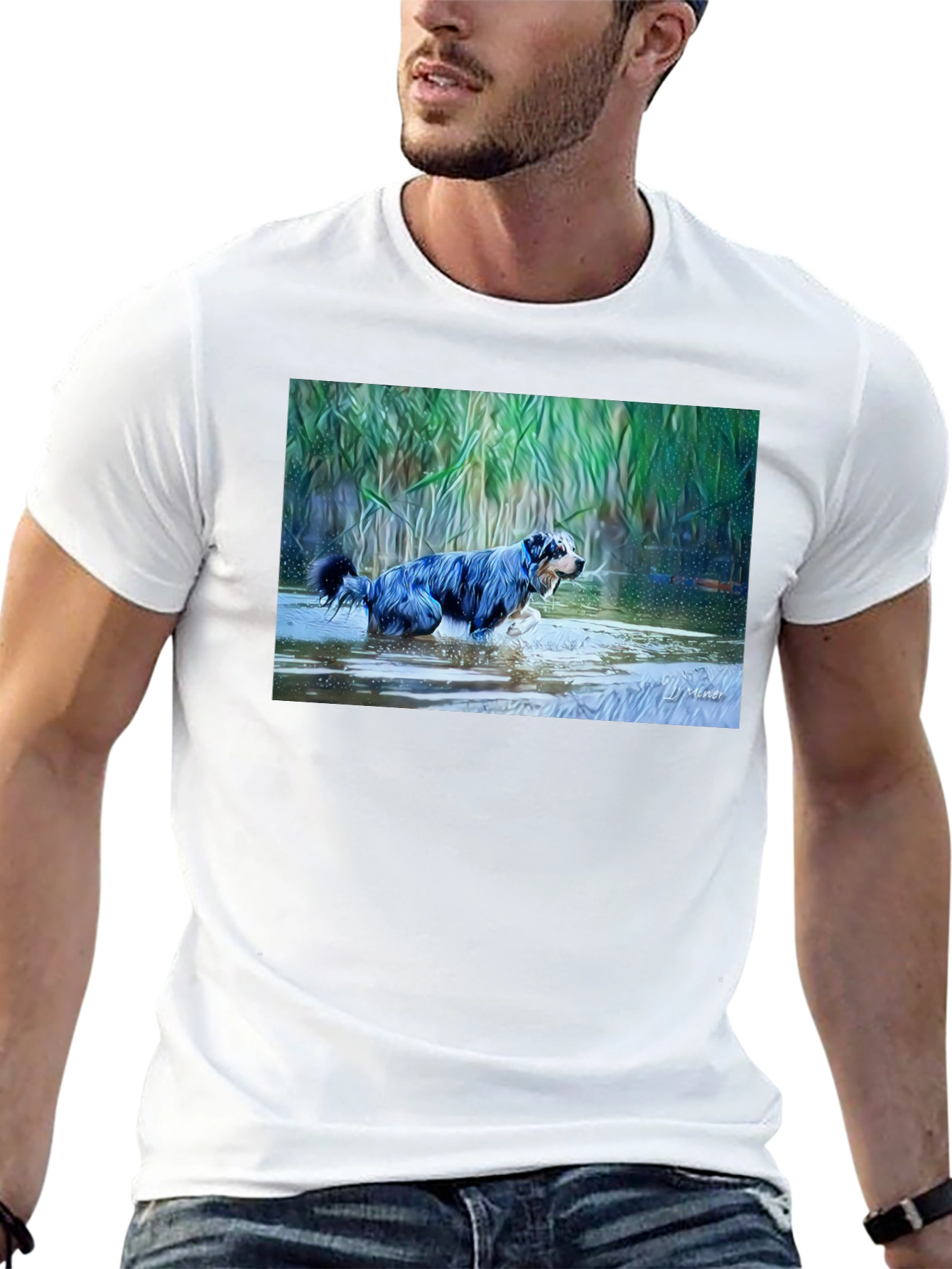 Dog in Water Graphic T-Shirt
