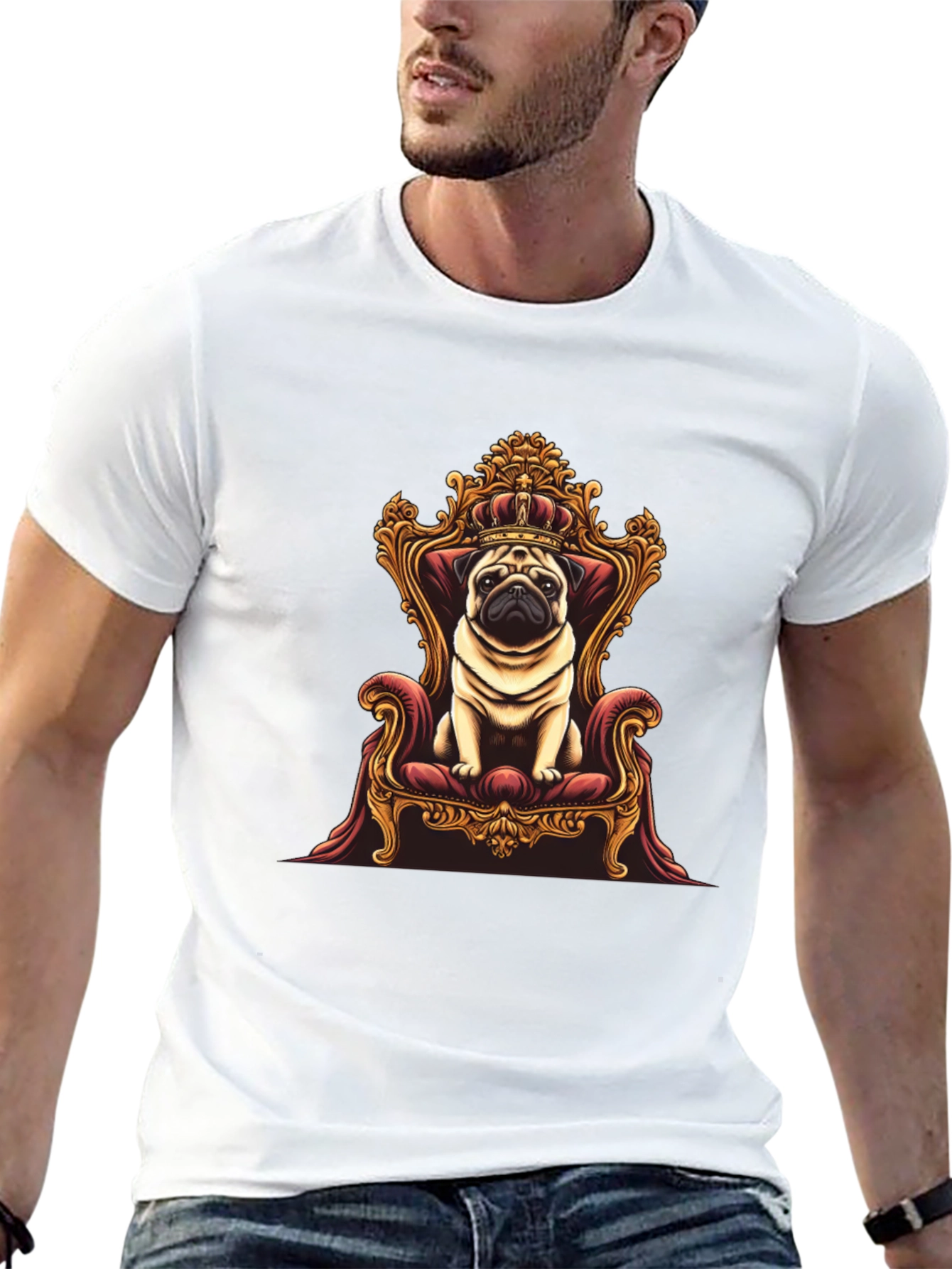 Pug King T-Shirt - Royal Pet Graphic Tee