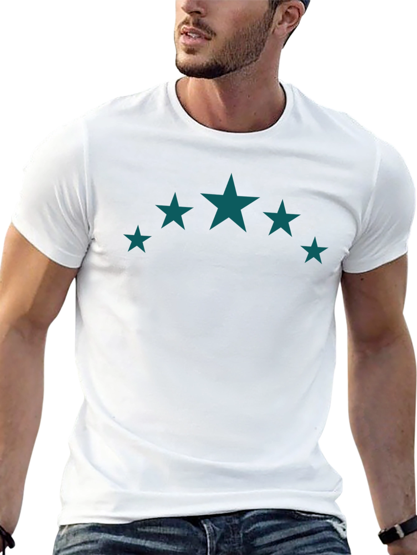 Black Tee with Teal Star Graphic