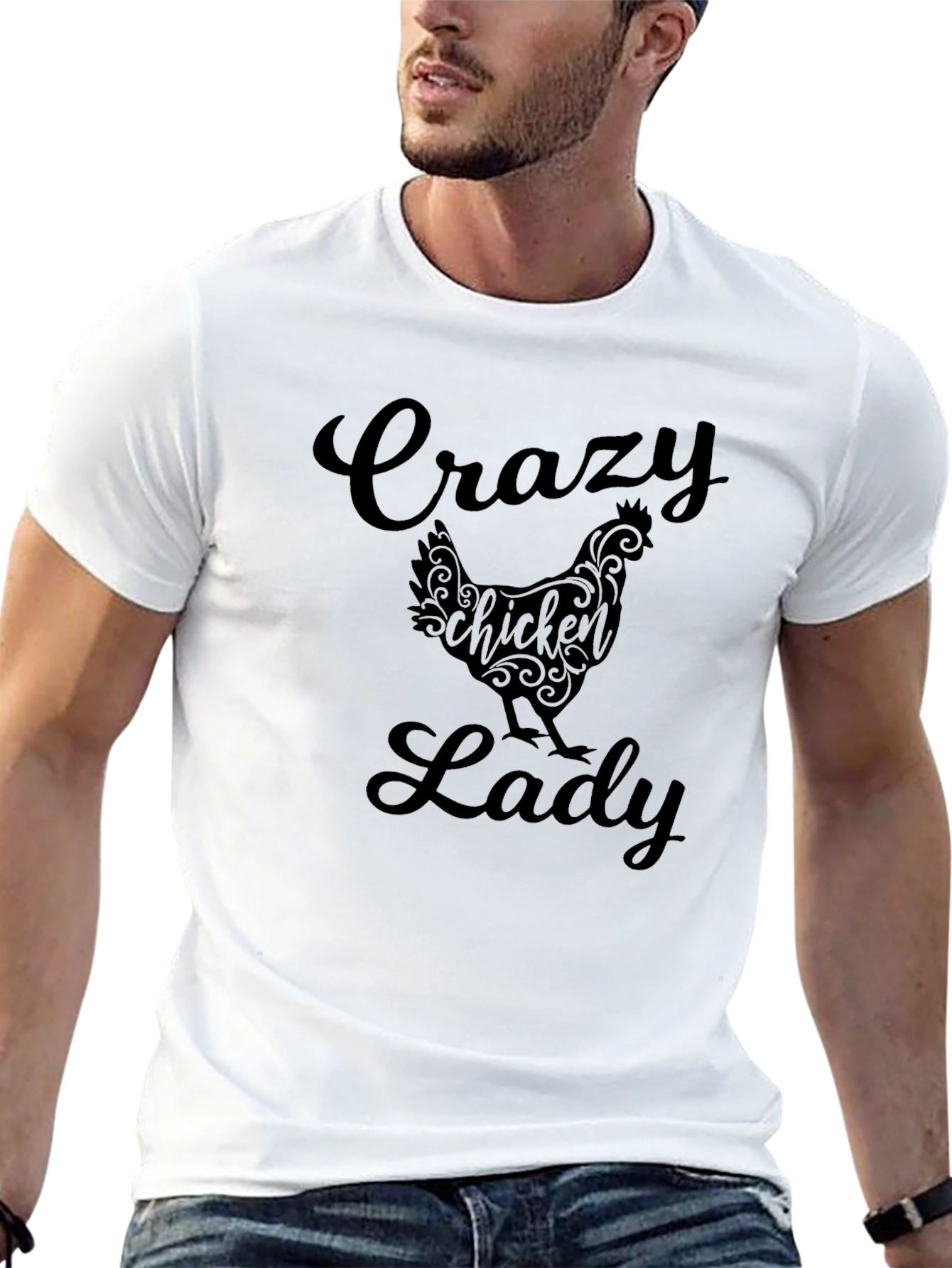 Crazy Chicken Lady Graphic T-Shirt - Black
