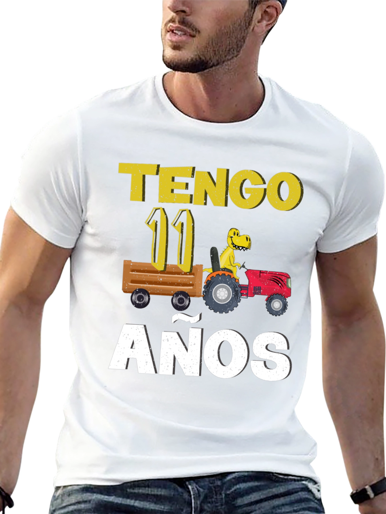 Tengo 11 Anos Dinosaur Tractor Birthday T-Shirt