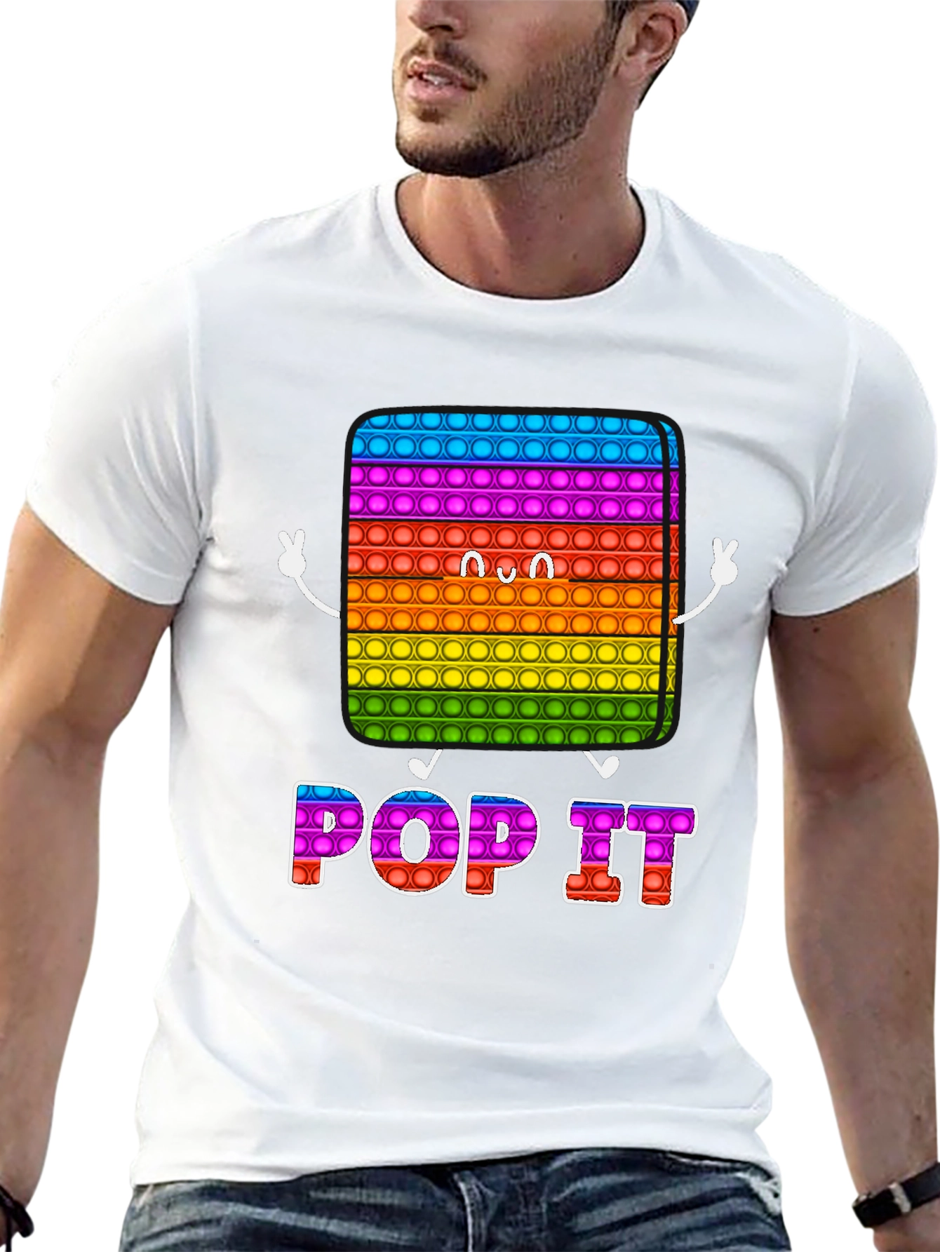 Pop It Graphic Tee - Fun Rainbow Design T-Shirt