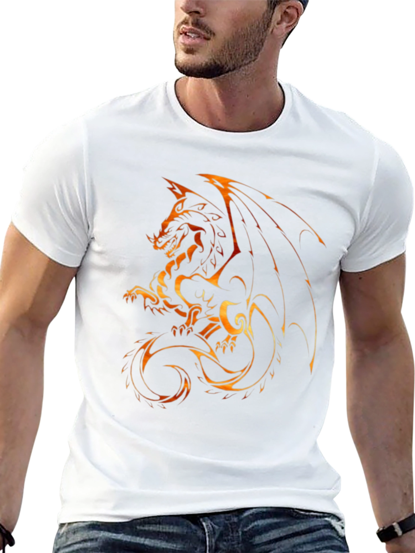 Fiery Dragon Graphic T-Shirt - Mens Black Tee