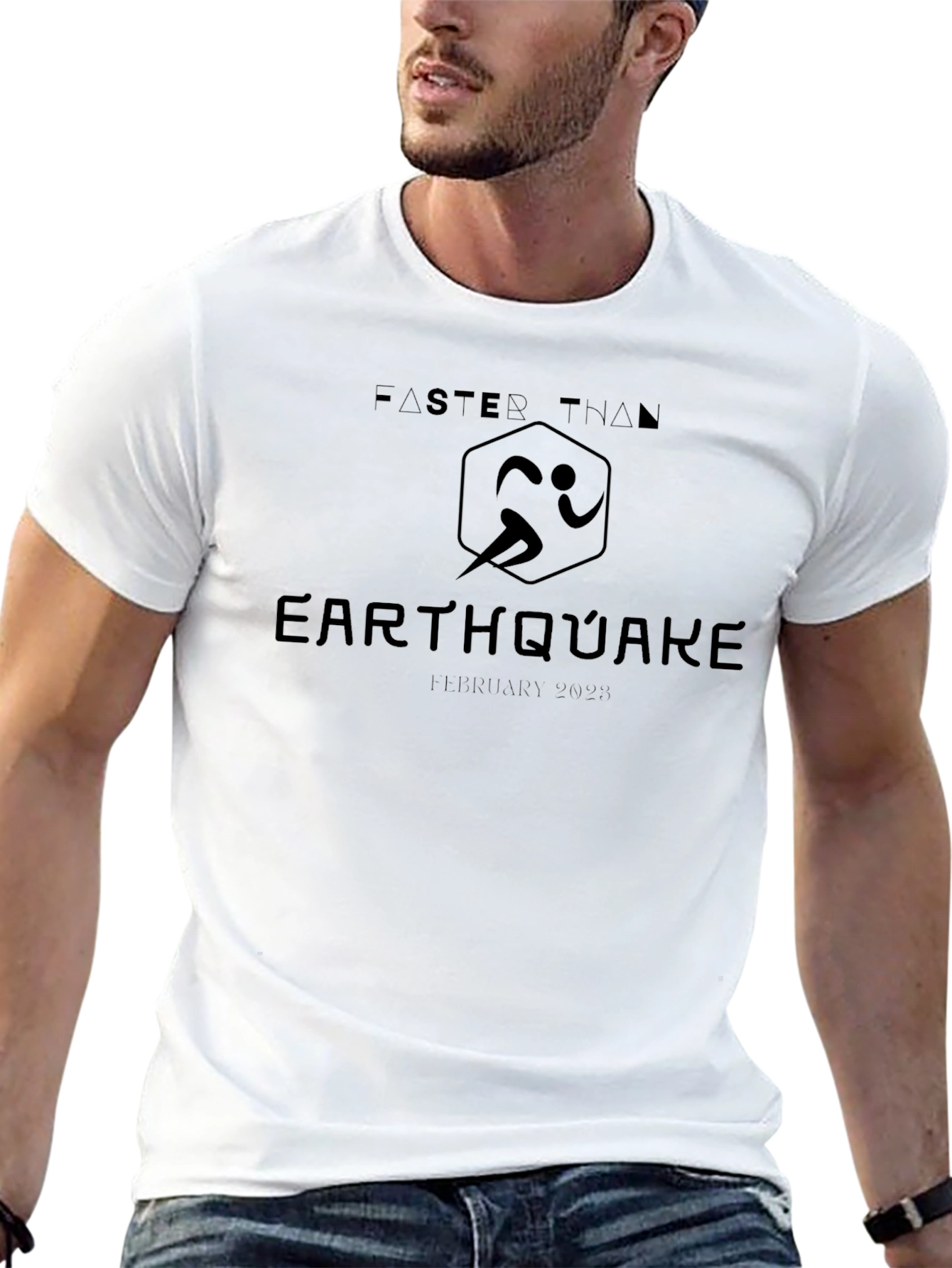 Faster Than Earthquake Black T-Shirt - Running Event