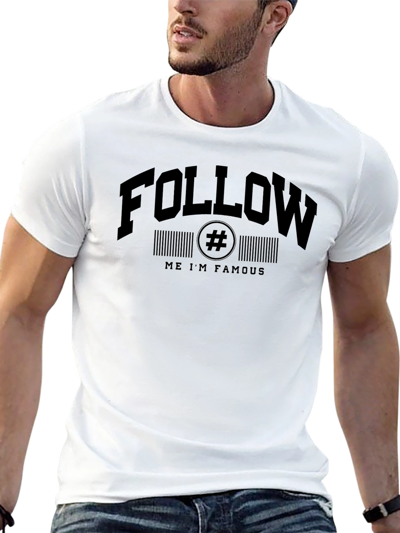 Follow Me Im Famous Graphic Tee - Black Crewneck