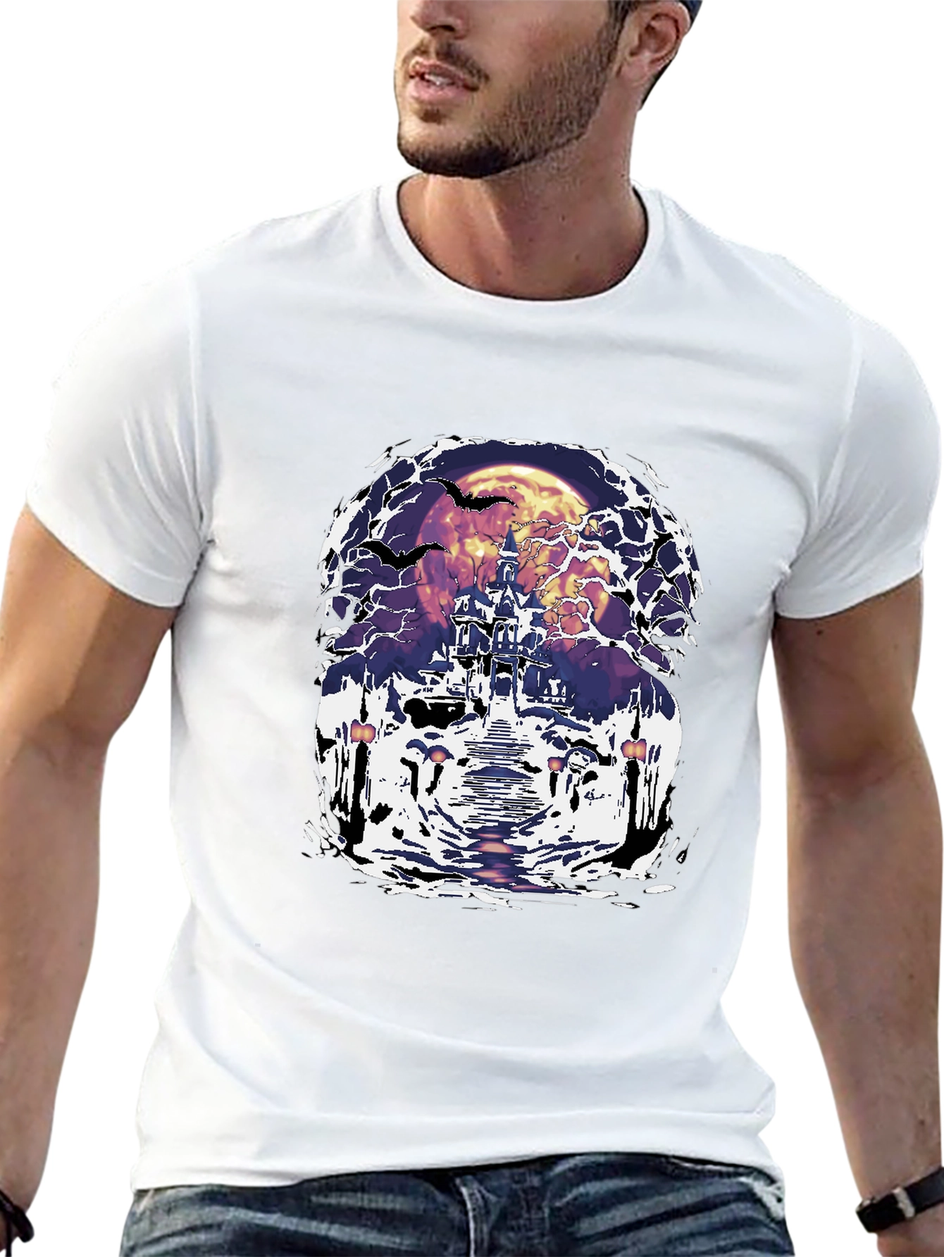 Spooky Castle Graphic Tee - Halloween Design