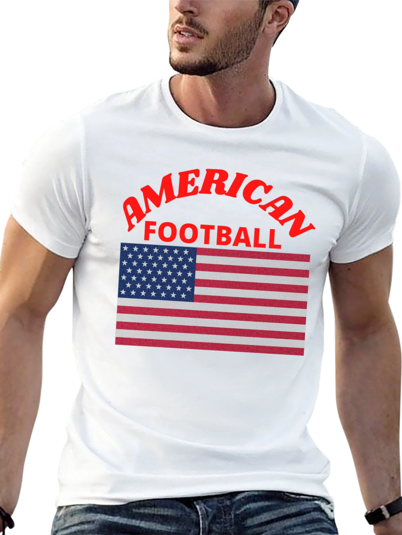 American Football USA Flag Graphic T-Shirt