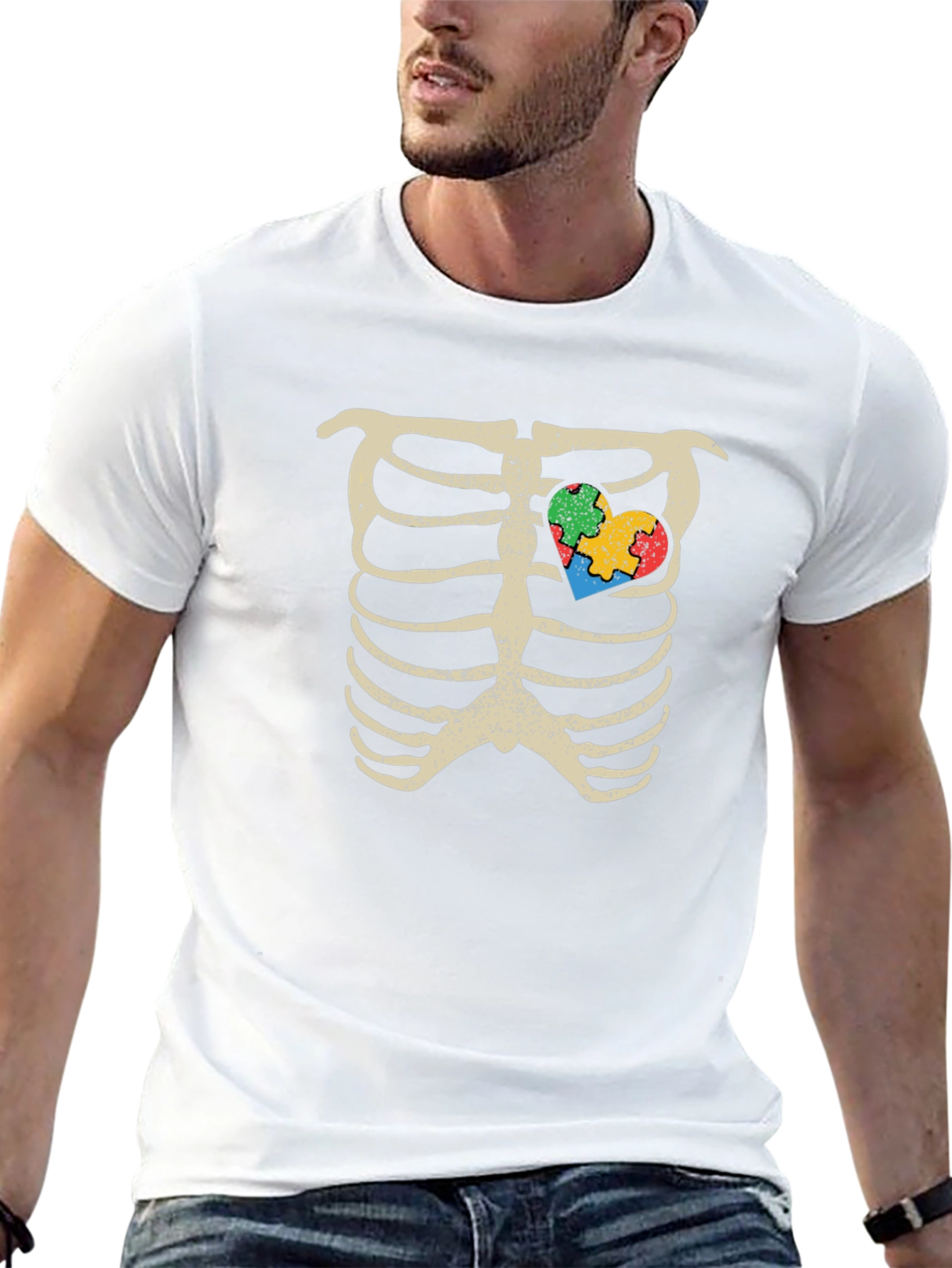 Rib Cage Autism Awareness Heart T-Shirt
