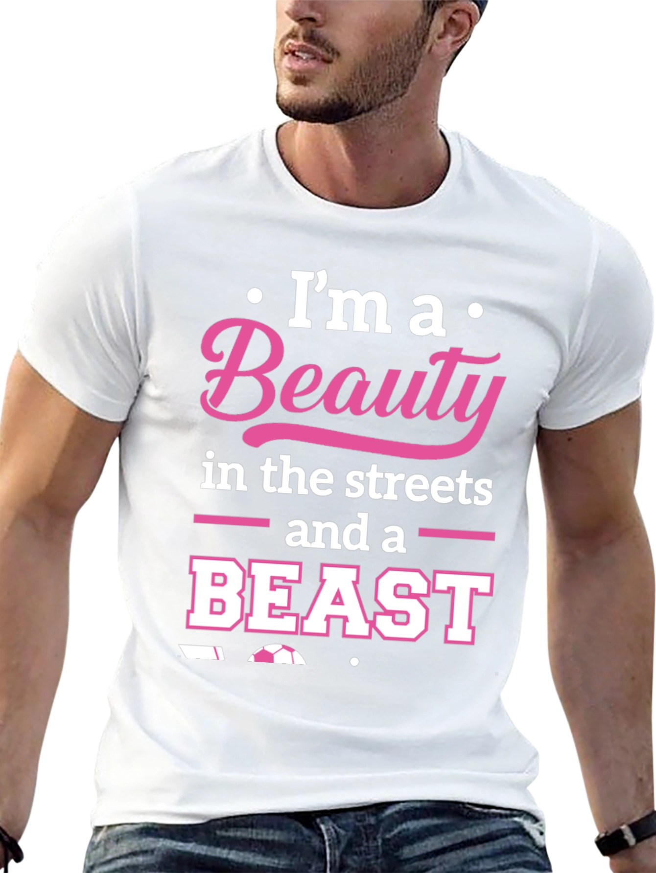 Beauty and Beast Soccer T-Shirt - Black Graphic Tee