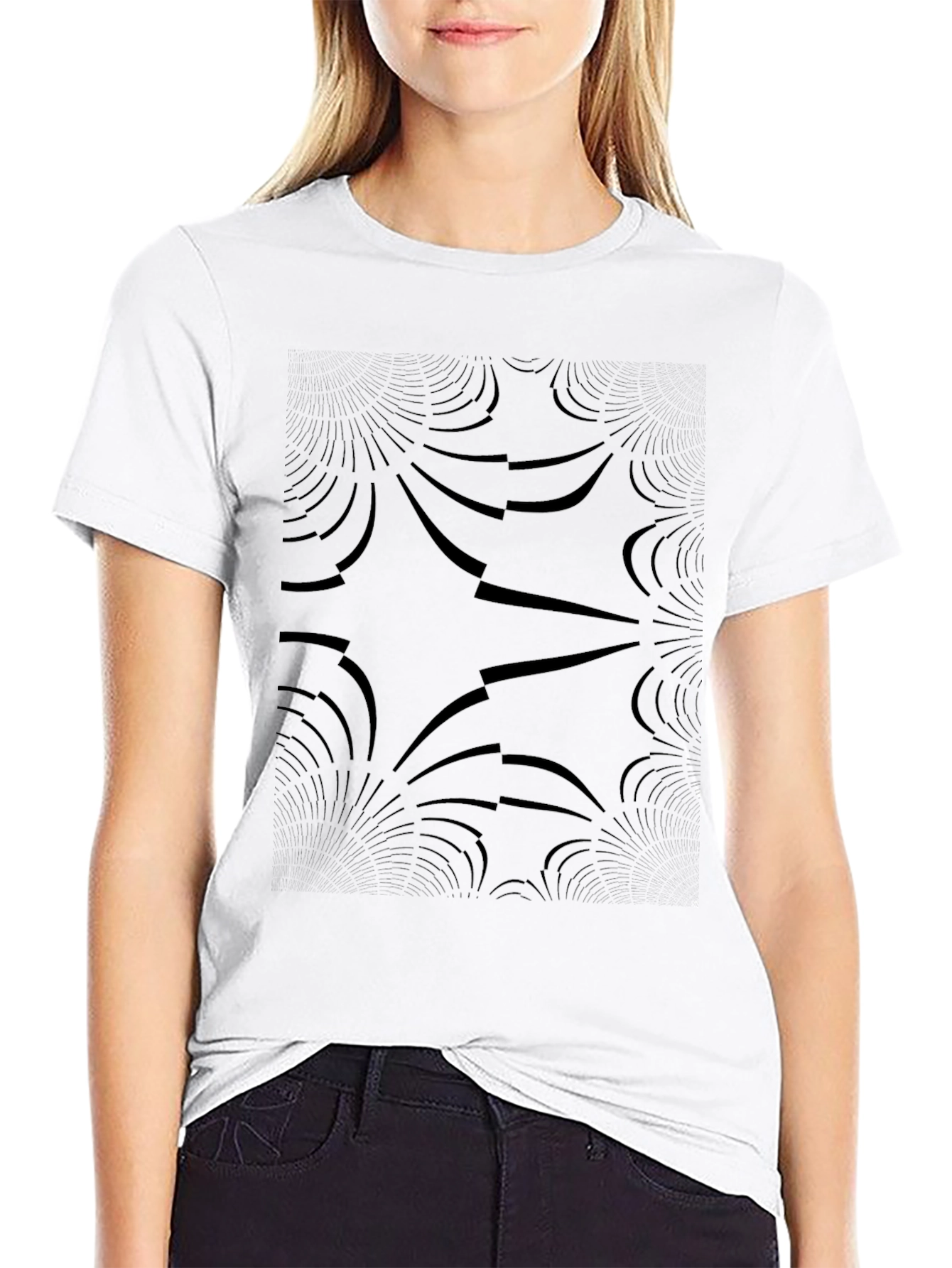 Abstract Pattern Black T-Shirt
