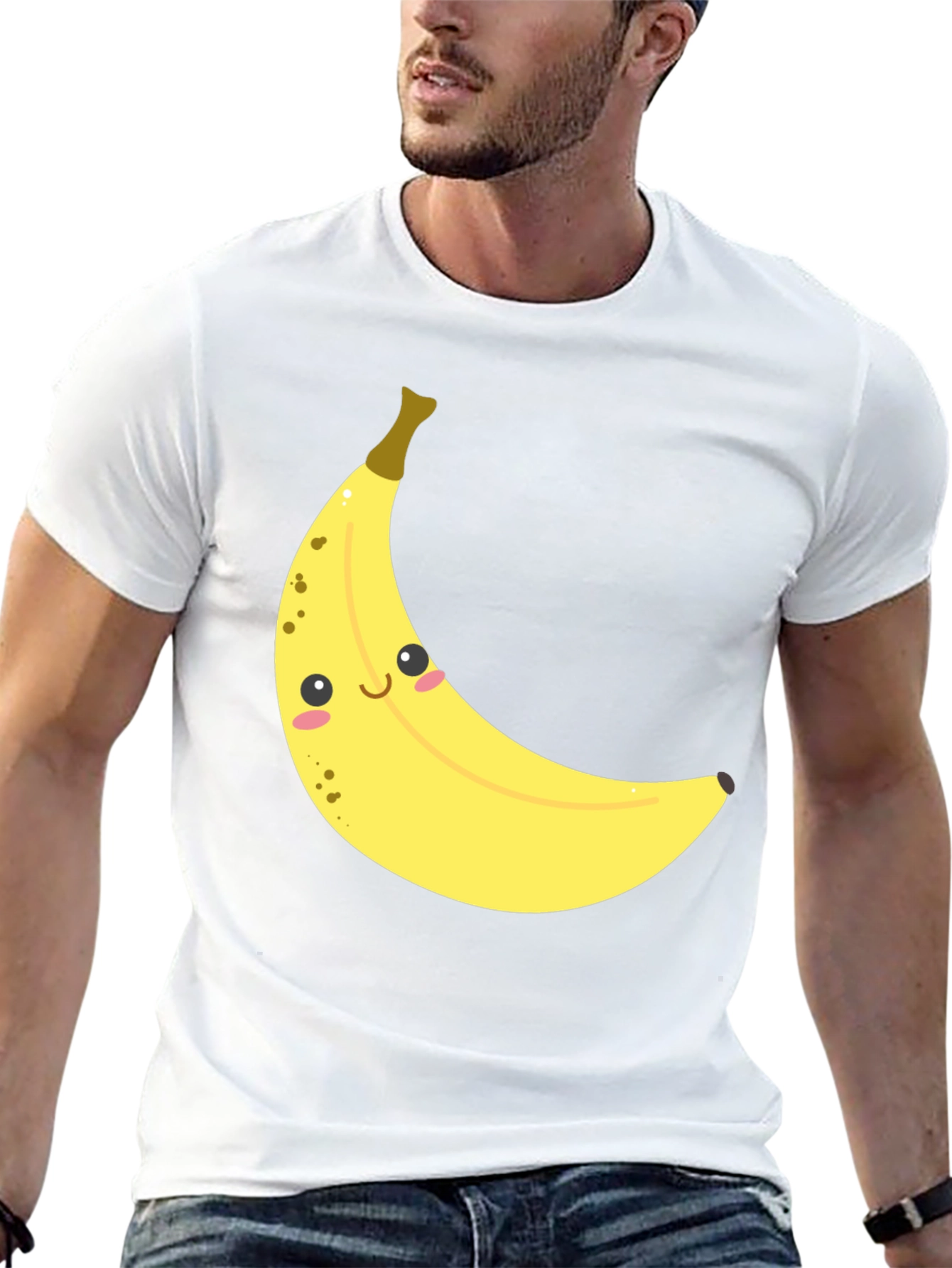 Smiling Banana Graphic Tee - Unisex Black Cotton T-Shirt
