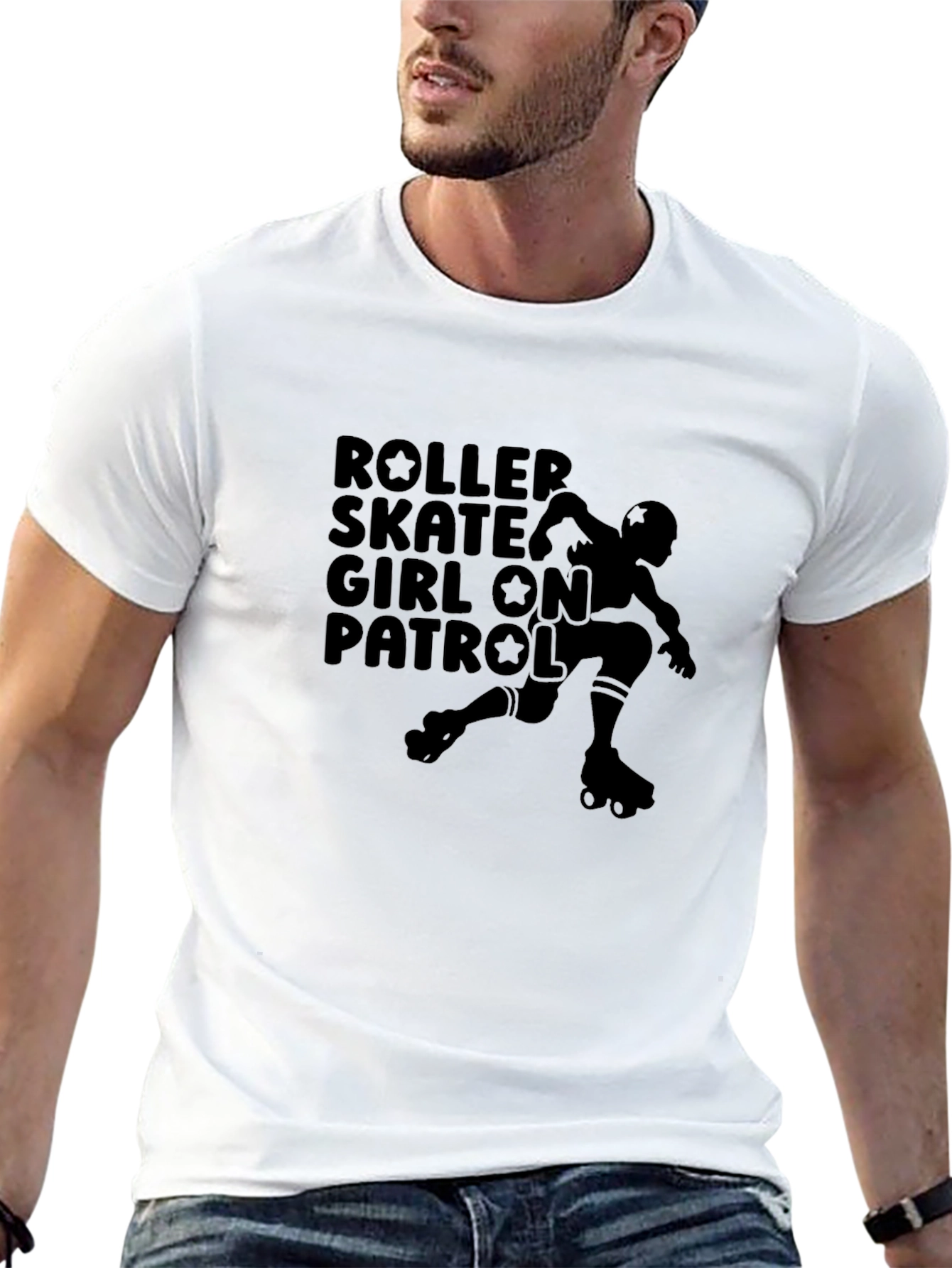 Roller Skate Girl On Patrol Black T-Shirt