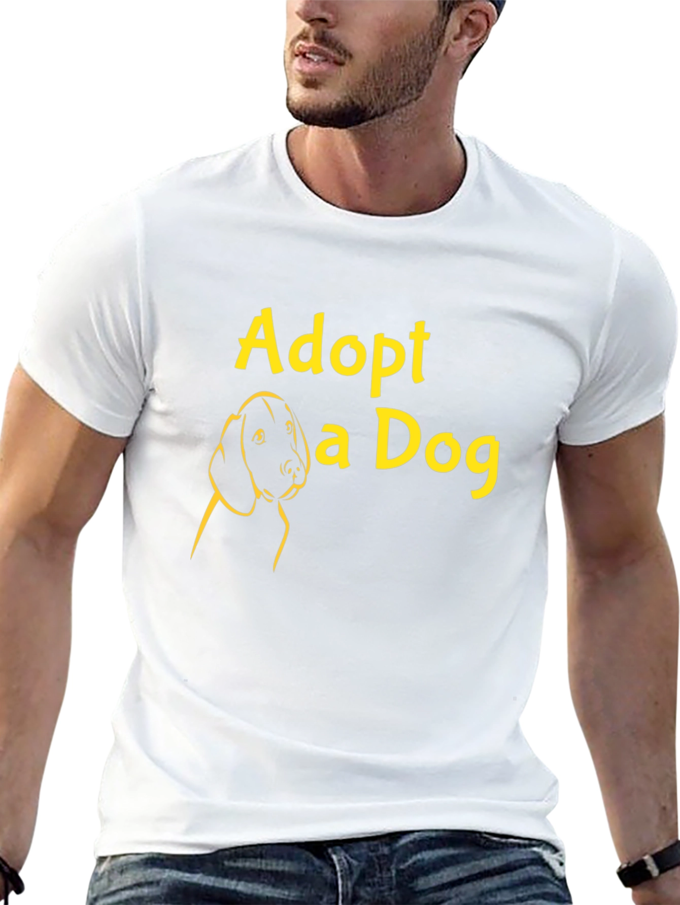 Adopt a Dog Graphic Tee - Black Casual T-Shirt