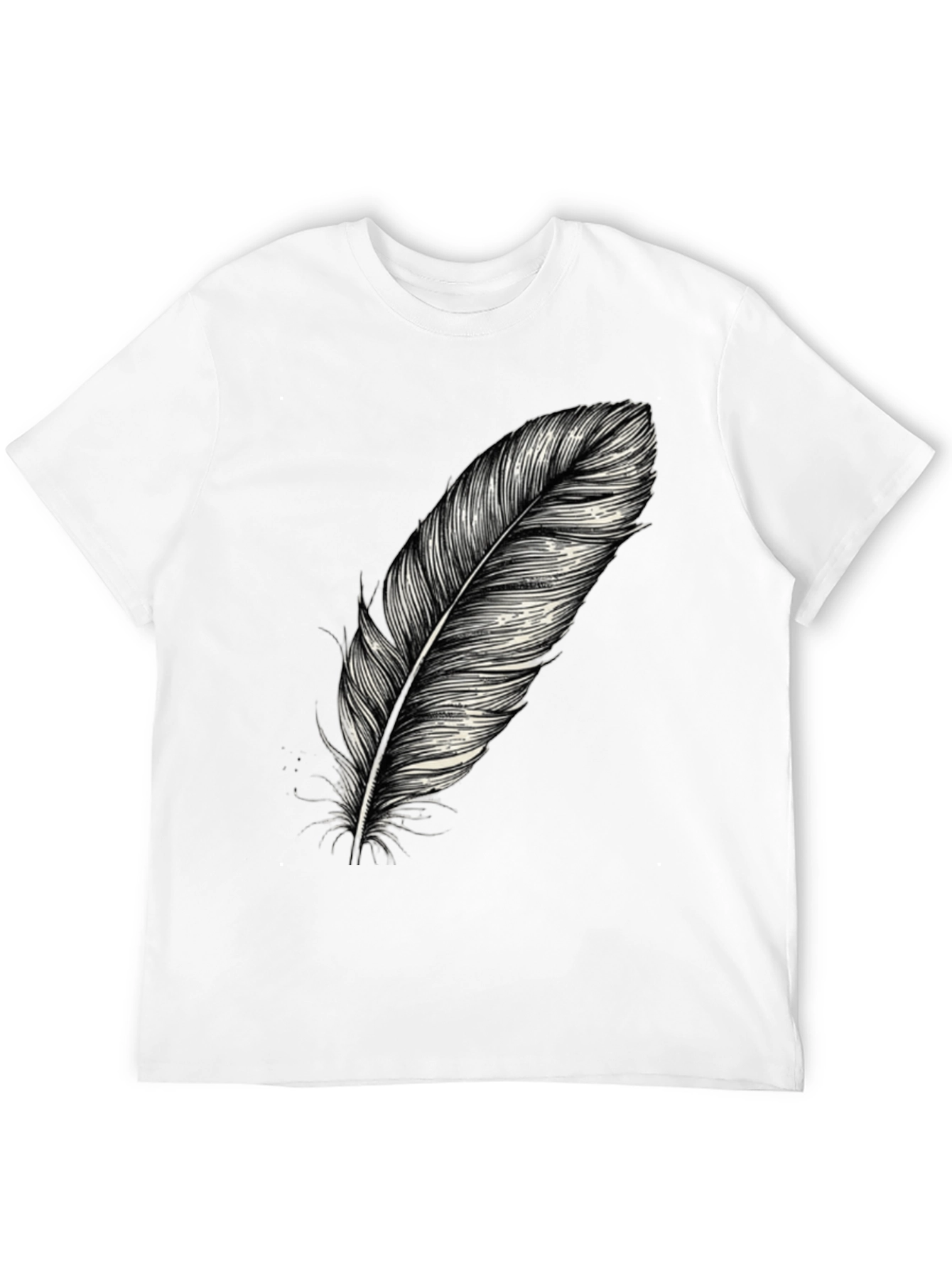 Feather Graphic Print Black T-Shirt