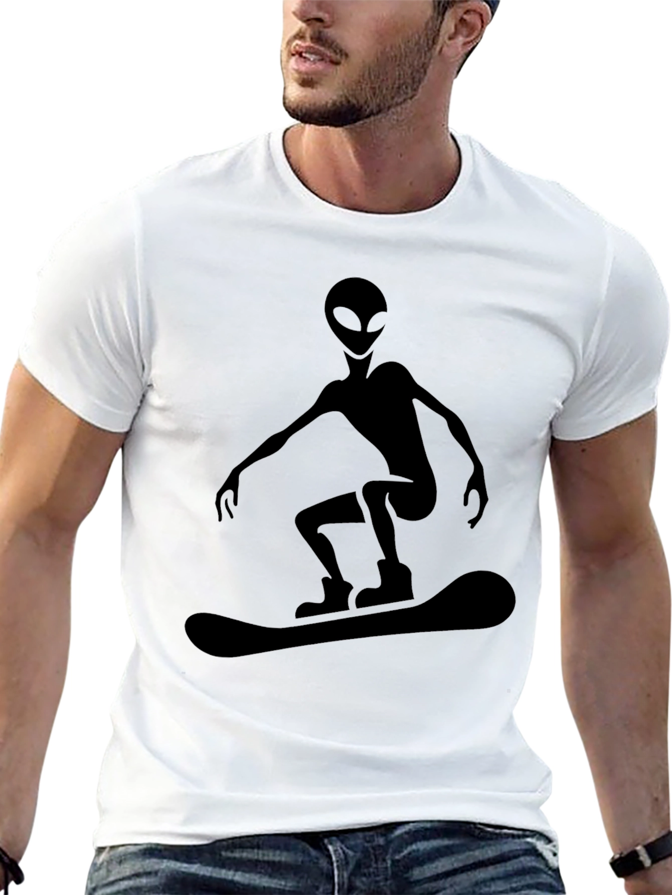 Alien Snowboarding T-Shirt - Black Graphic Tee